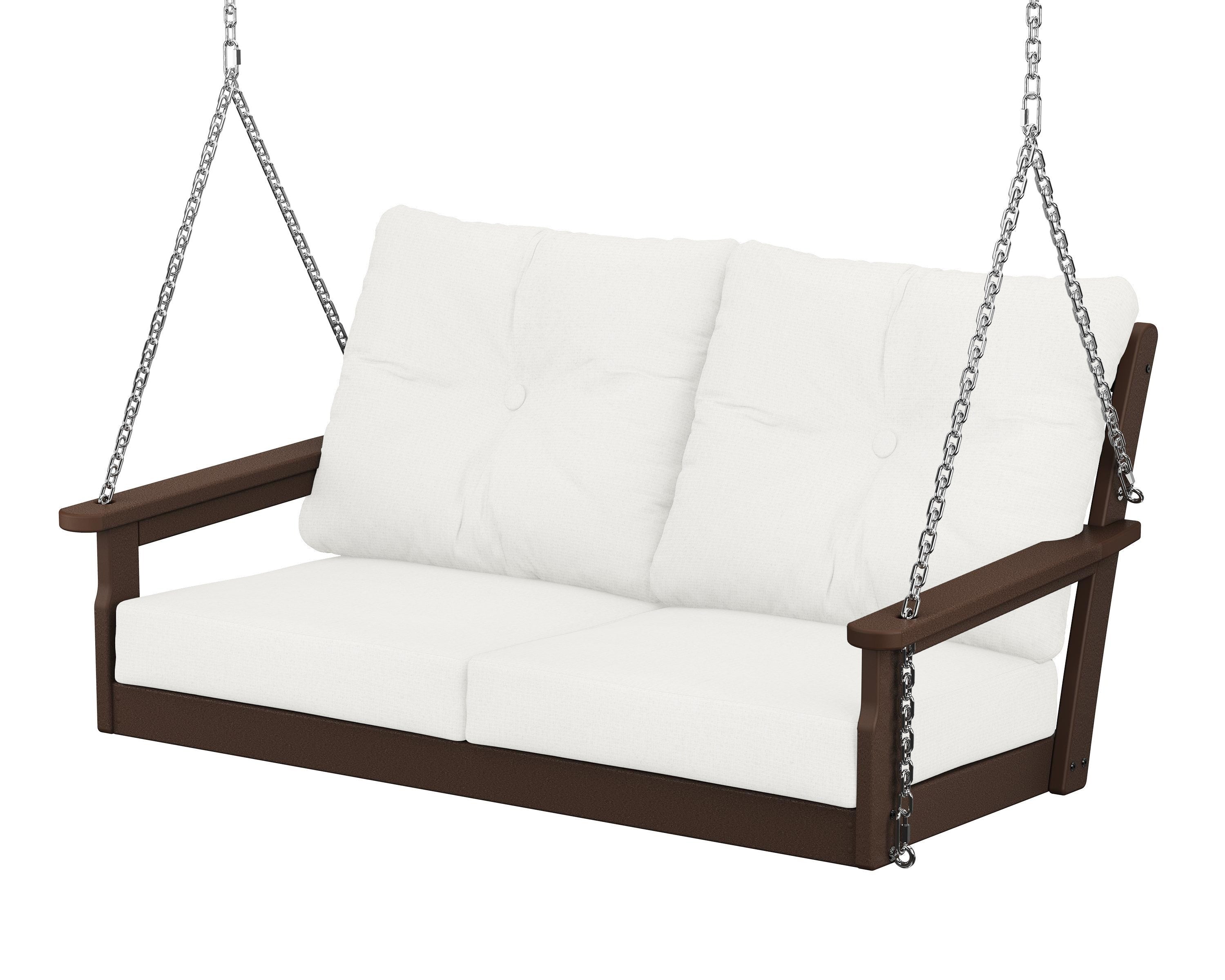 POLYWOOD® Vineyard Deep Seating Swing in Mahogany / Natural Linen