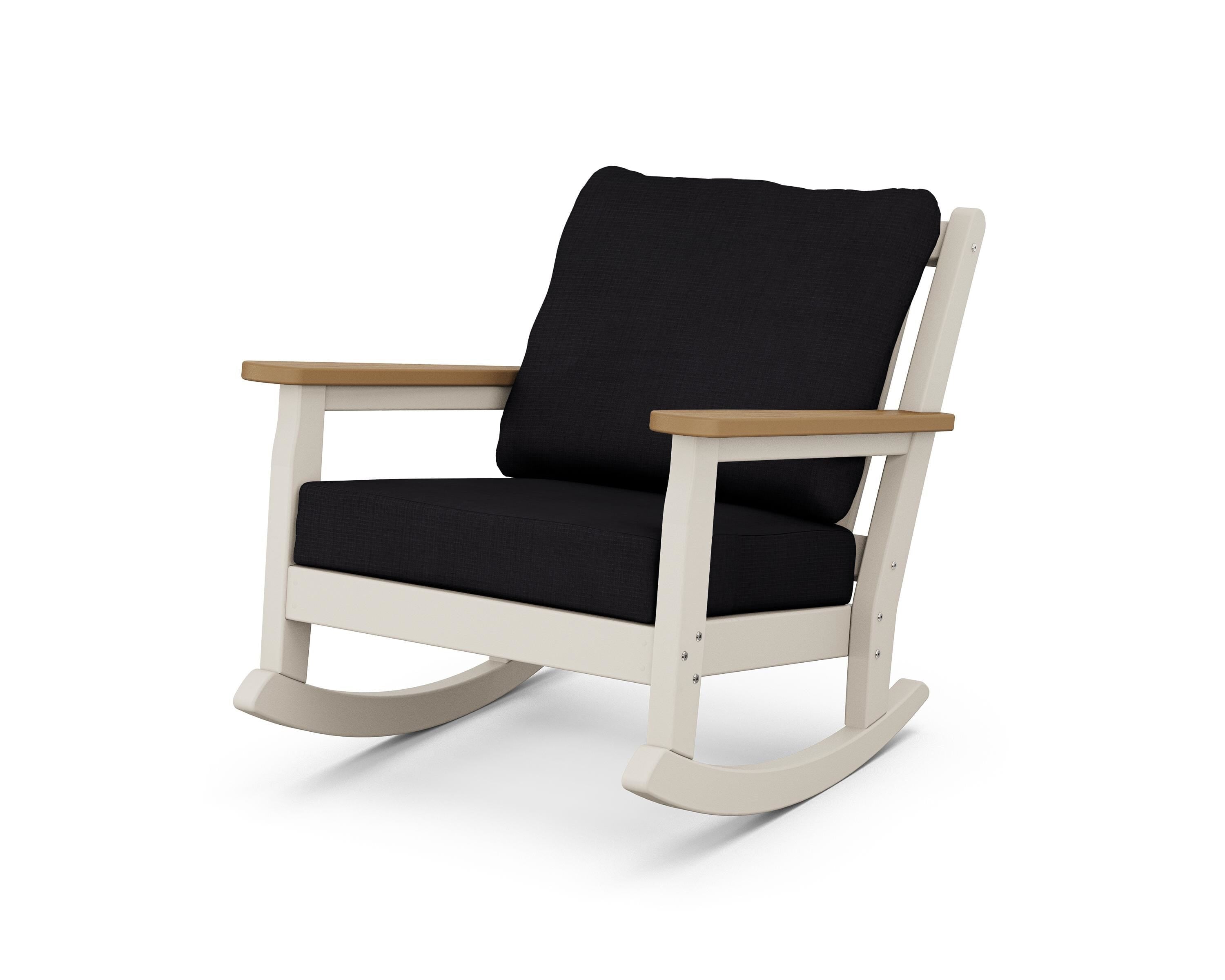 POLYWOOD® Chippendale Deep Seating Rocking Chair in Sand / Natural / Midnight Linen