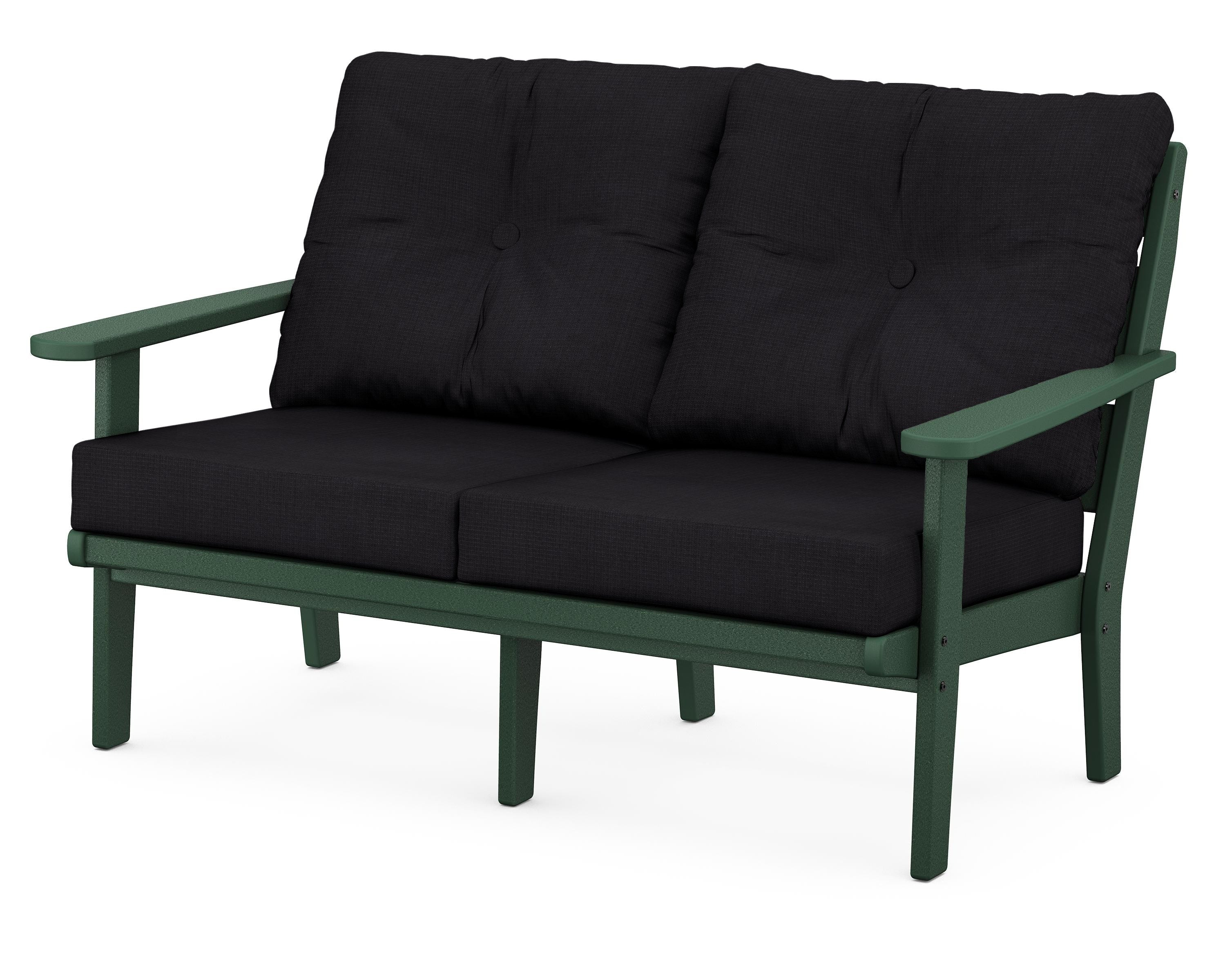 POLYWOOD® Lakeside Deep Seating Loveseat in Green / Midnight Linen