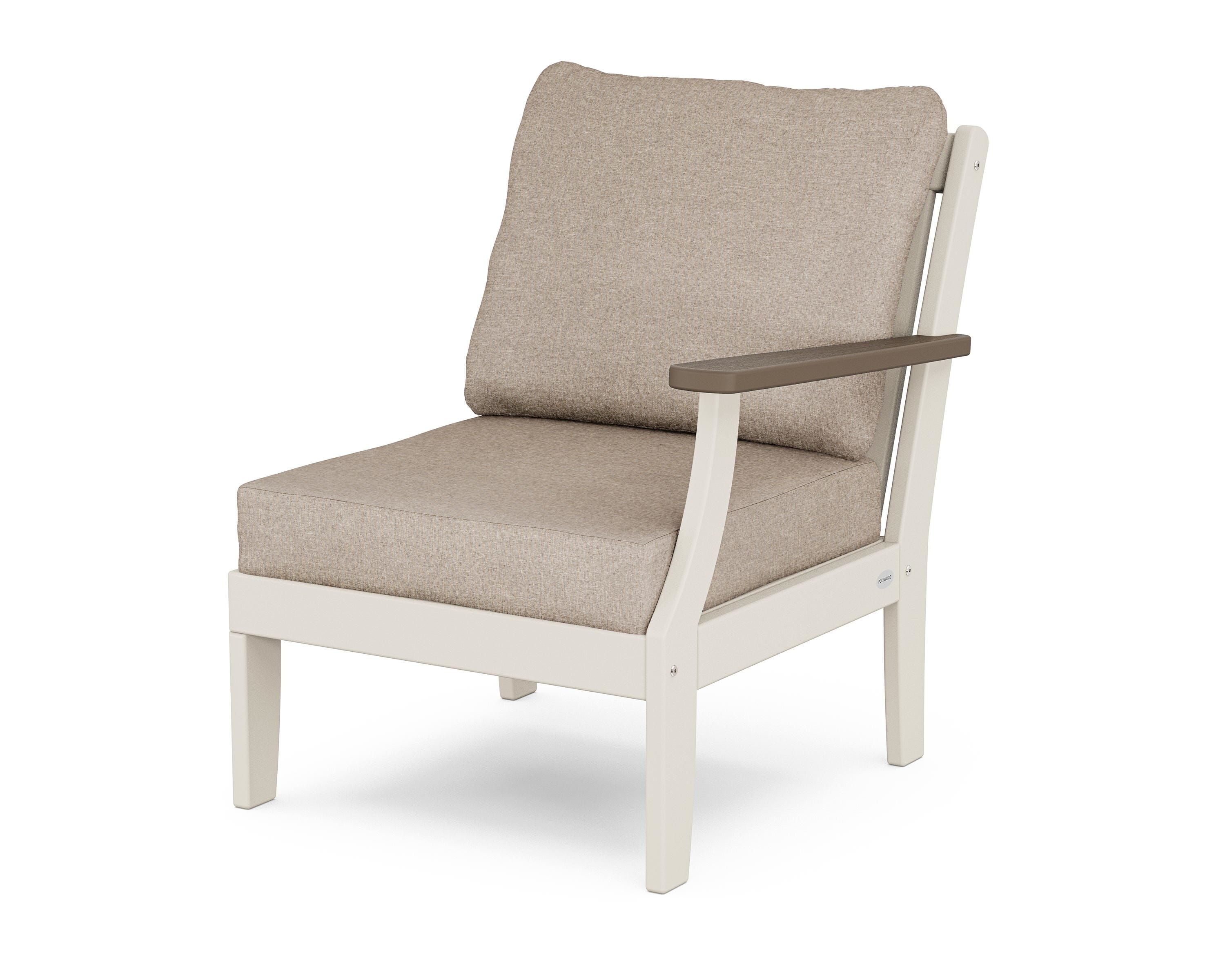 POLYWOOD® Braxton Modular Right Arm Chair in Sand / Kona / Spiced Burlap