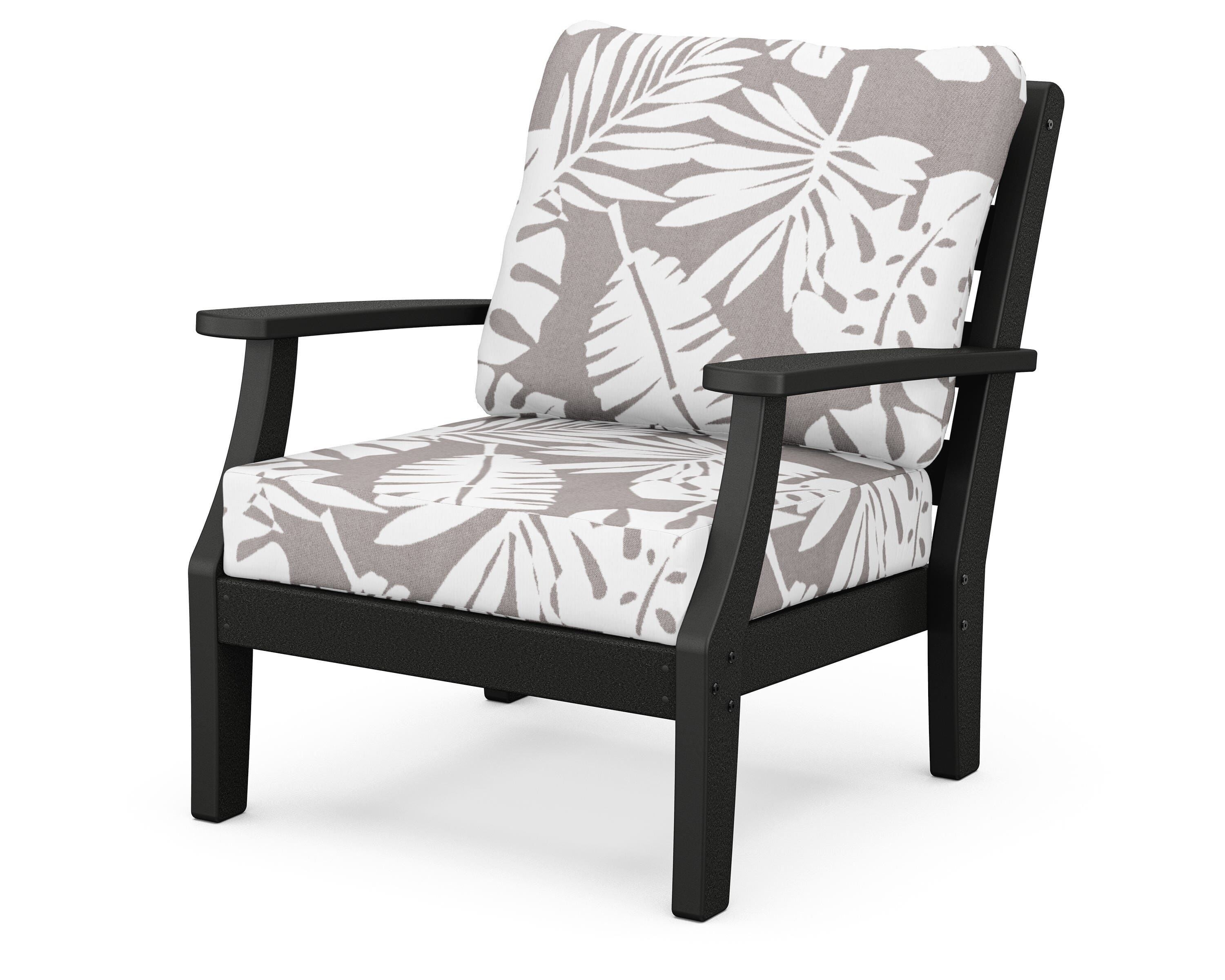 POLYWOOD® Chesapeake Deep Seating Chair in Black / Leaf Grey Mist