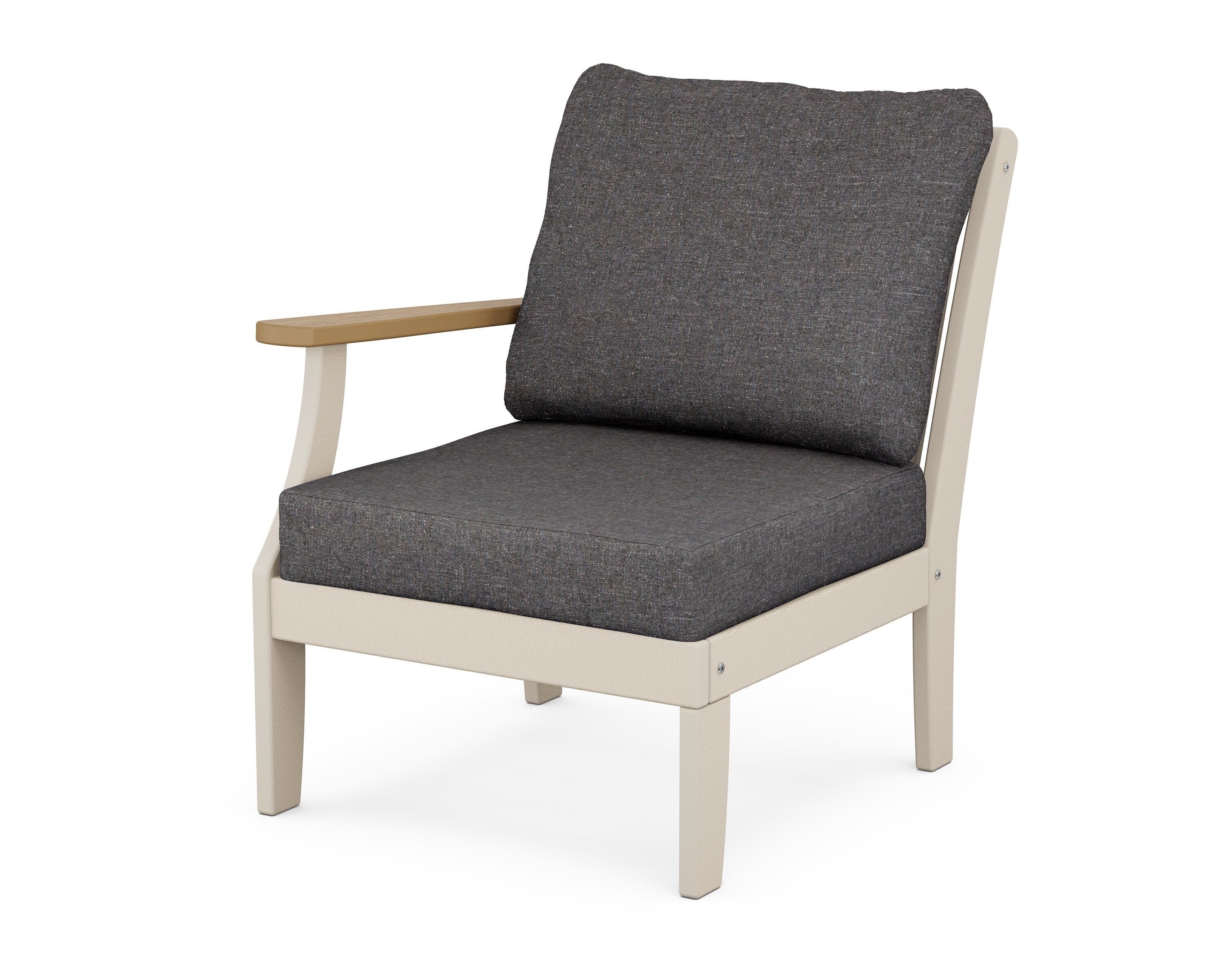 POLYWOOD® Braxton Modular Left Arm Chair in Sand / Natural / Ash Charcoal
