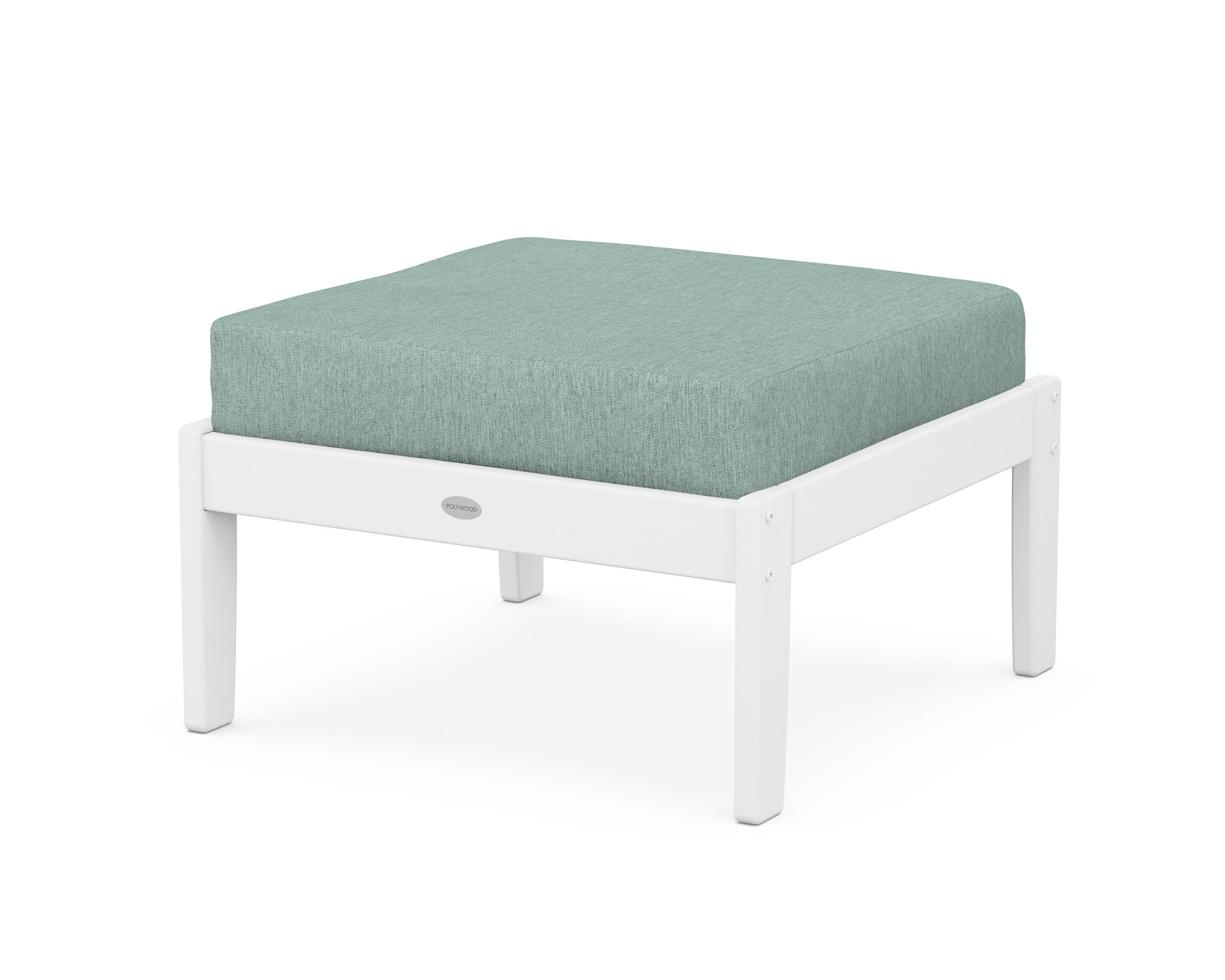 POLYWOOD® Braxton Deep Seating Ottoman in White / Glacier Spa