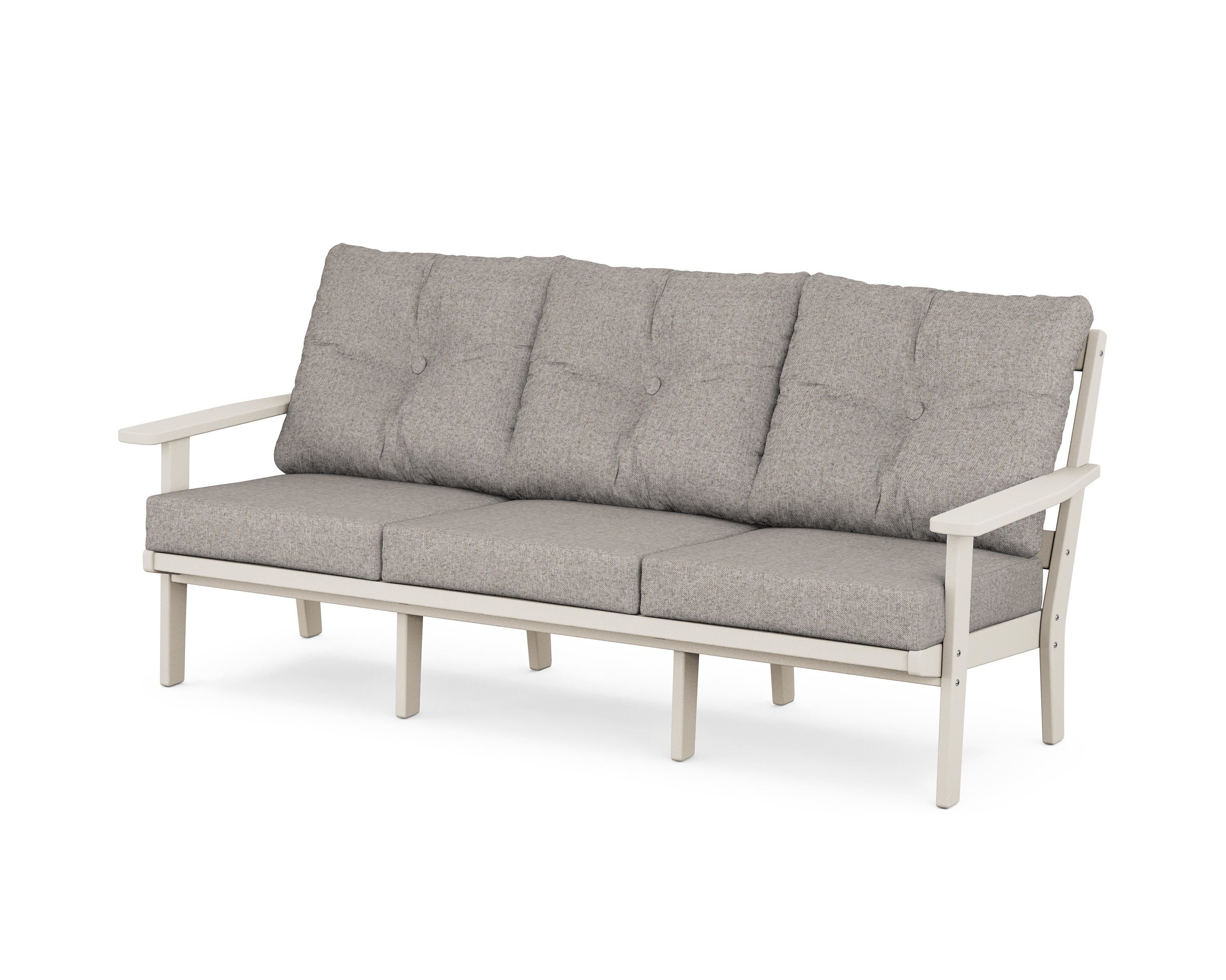 POLYWOOD® Oxford Deep Seating Sofa in Sand / Weathered Tweed