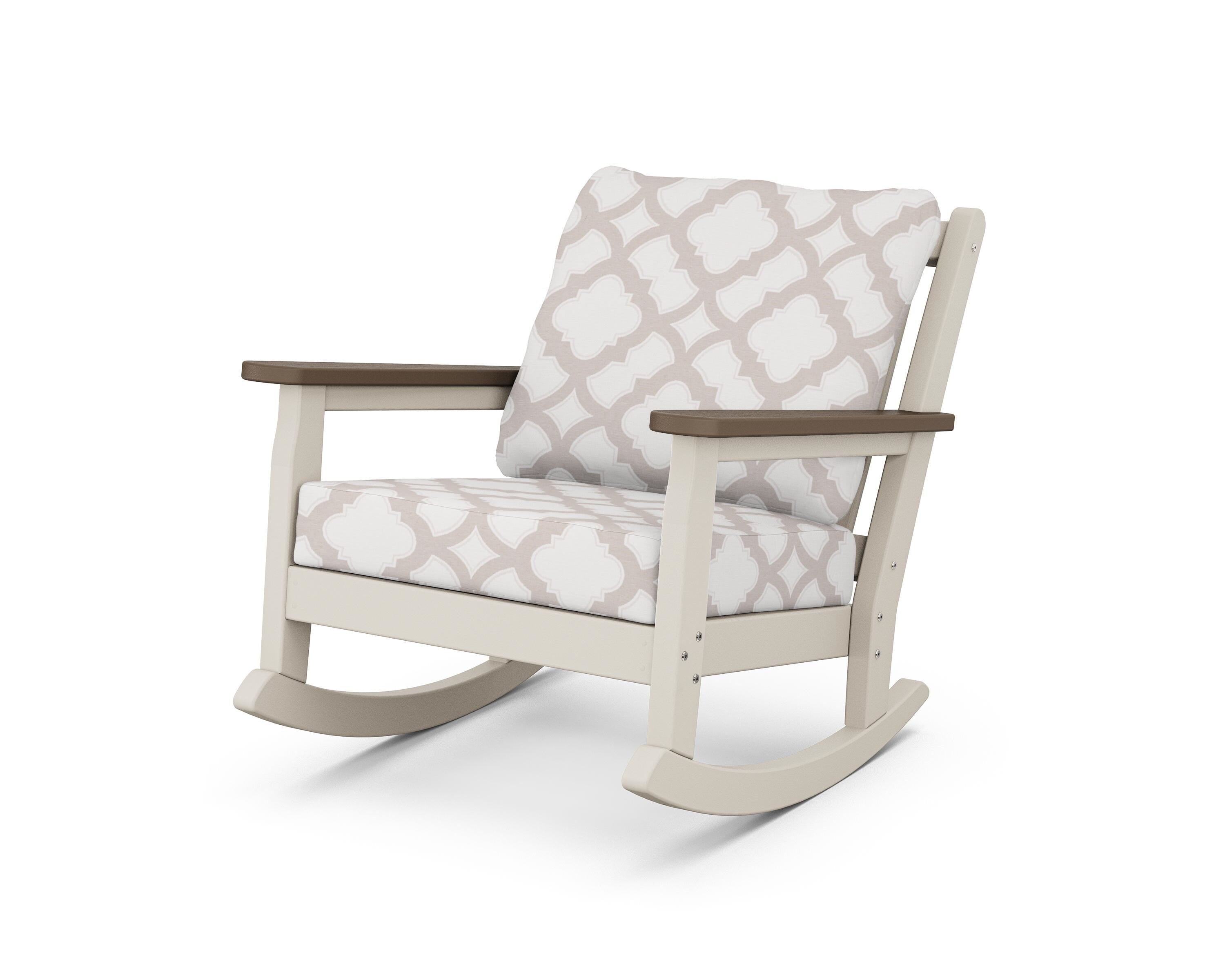 POLYWOOD® Chippendale Deep Seating Rocking Chair in Sand / Kona / Trellis Dune Burlap