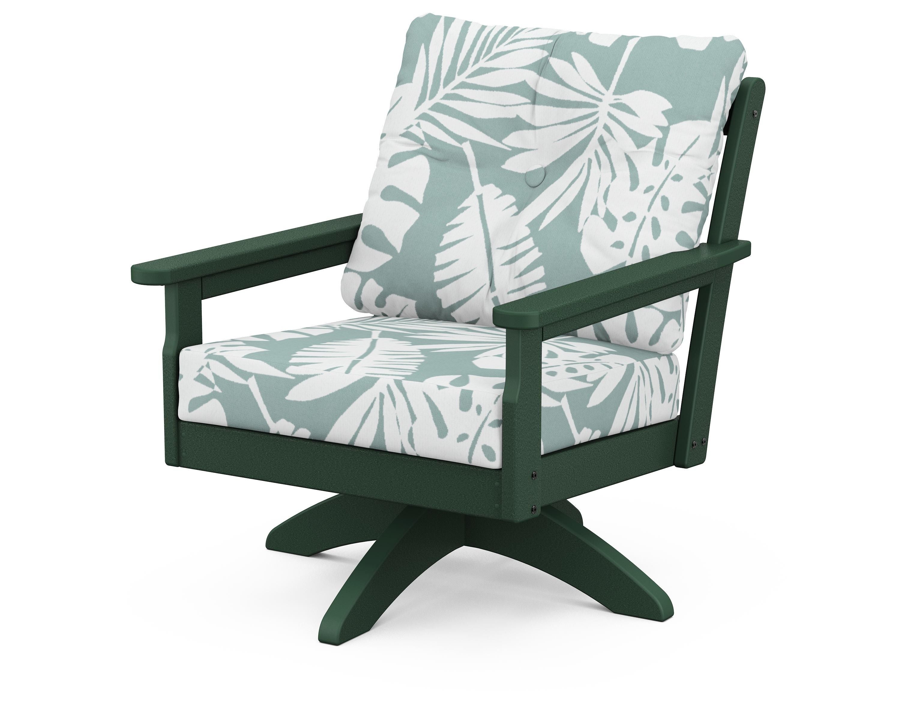 POLYWOOD® Vineyard Deep Seating Swivel Chair in Green / Leaf Glacier Spa