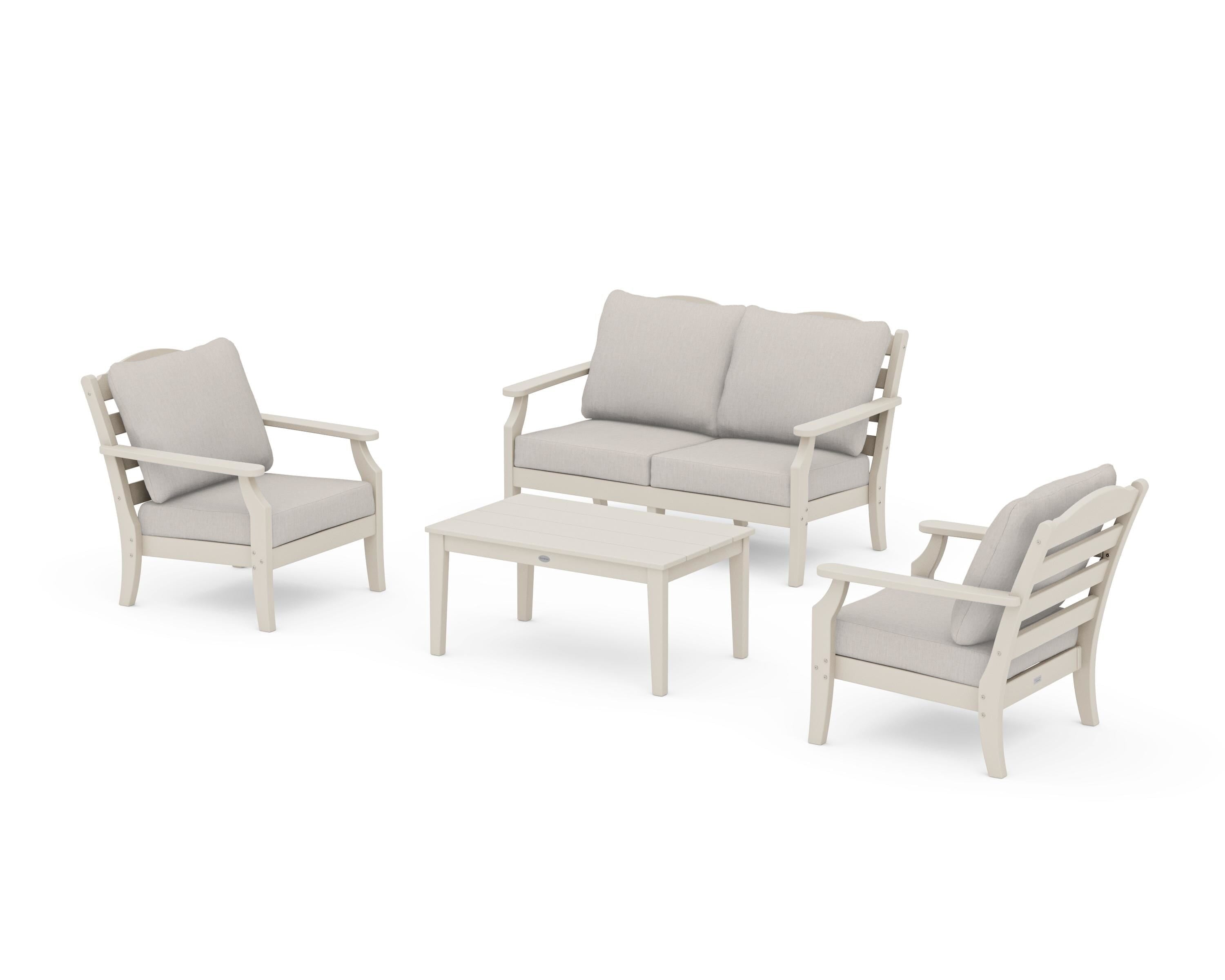 Draper James™ by POLYWOOD® Savannah 4-Piece Deep Seating Set with Loveseat in Sand / Cast Ash