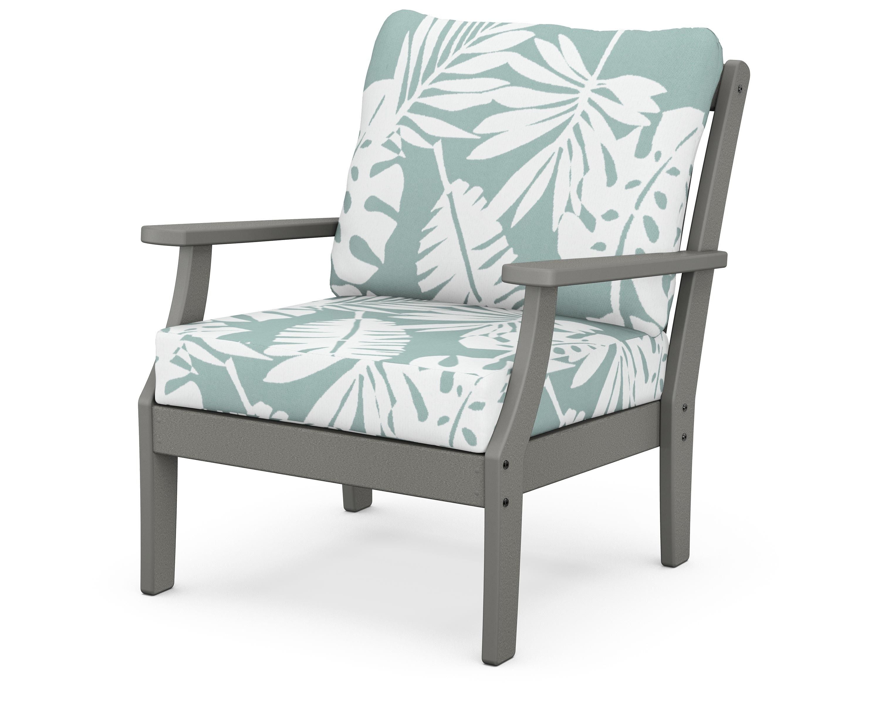 POLYWOOD® Braxton Deep Seating Chair in Slate Grey / Leaf Glacier Spa