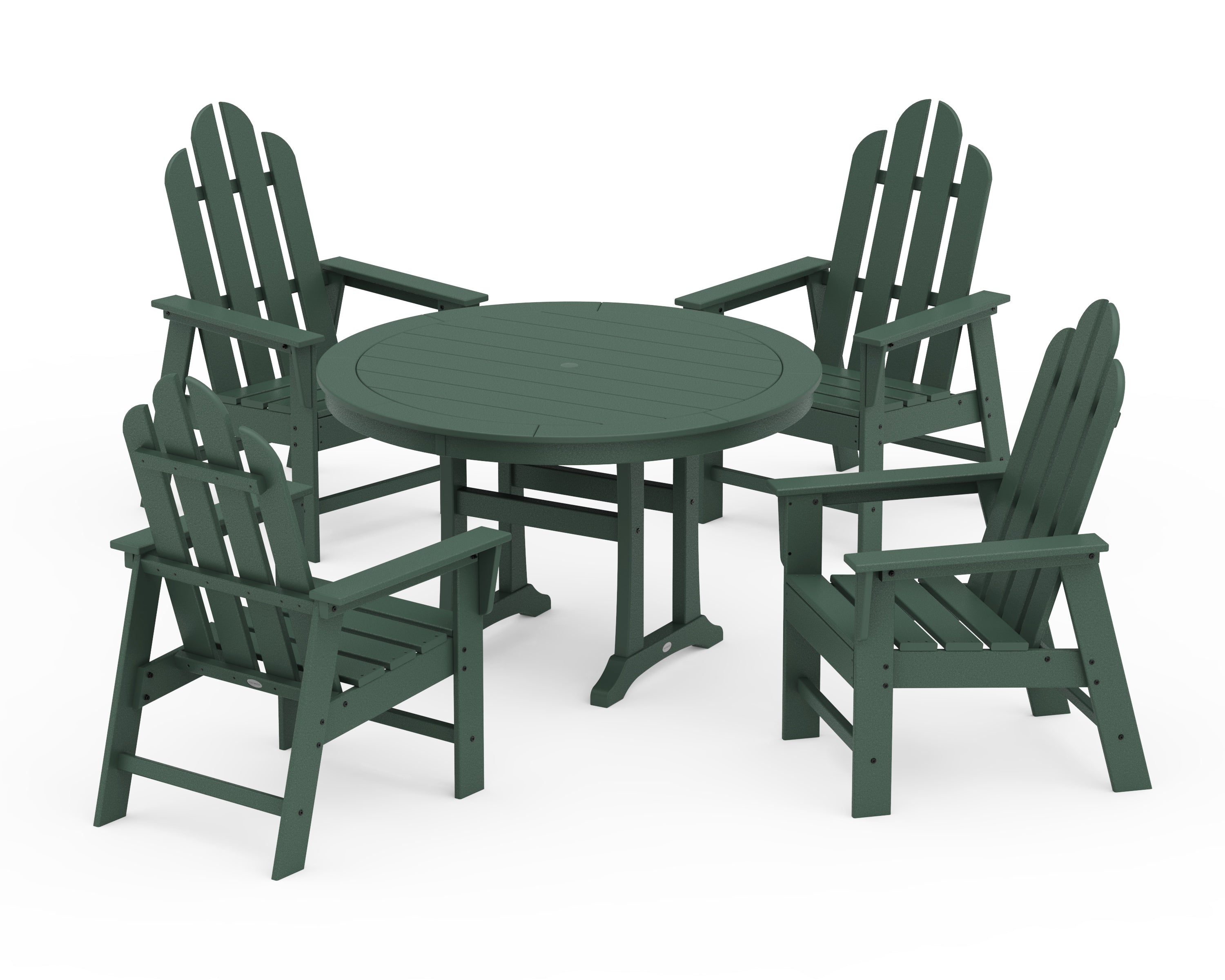 POLYWOOD® Long Island 5-Piece Round Dining Set with Trestle Legs in Green