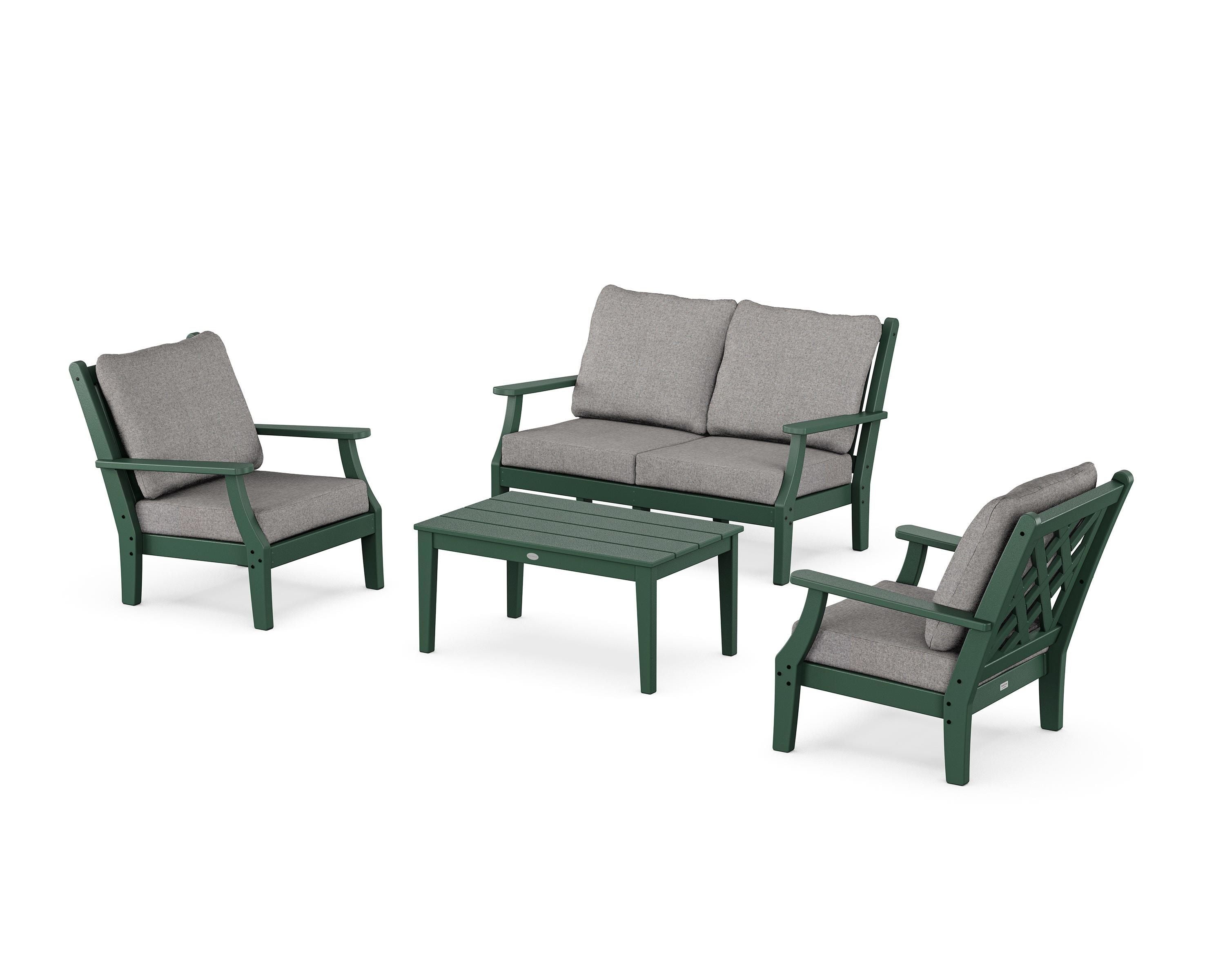 Country Living Wovendale 4-Piece Deep Seating Set with Loveseat in Green / Grey Mist