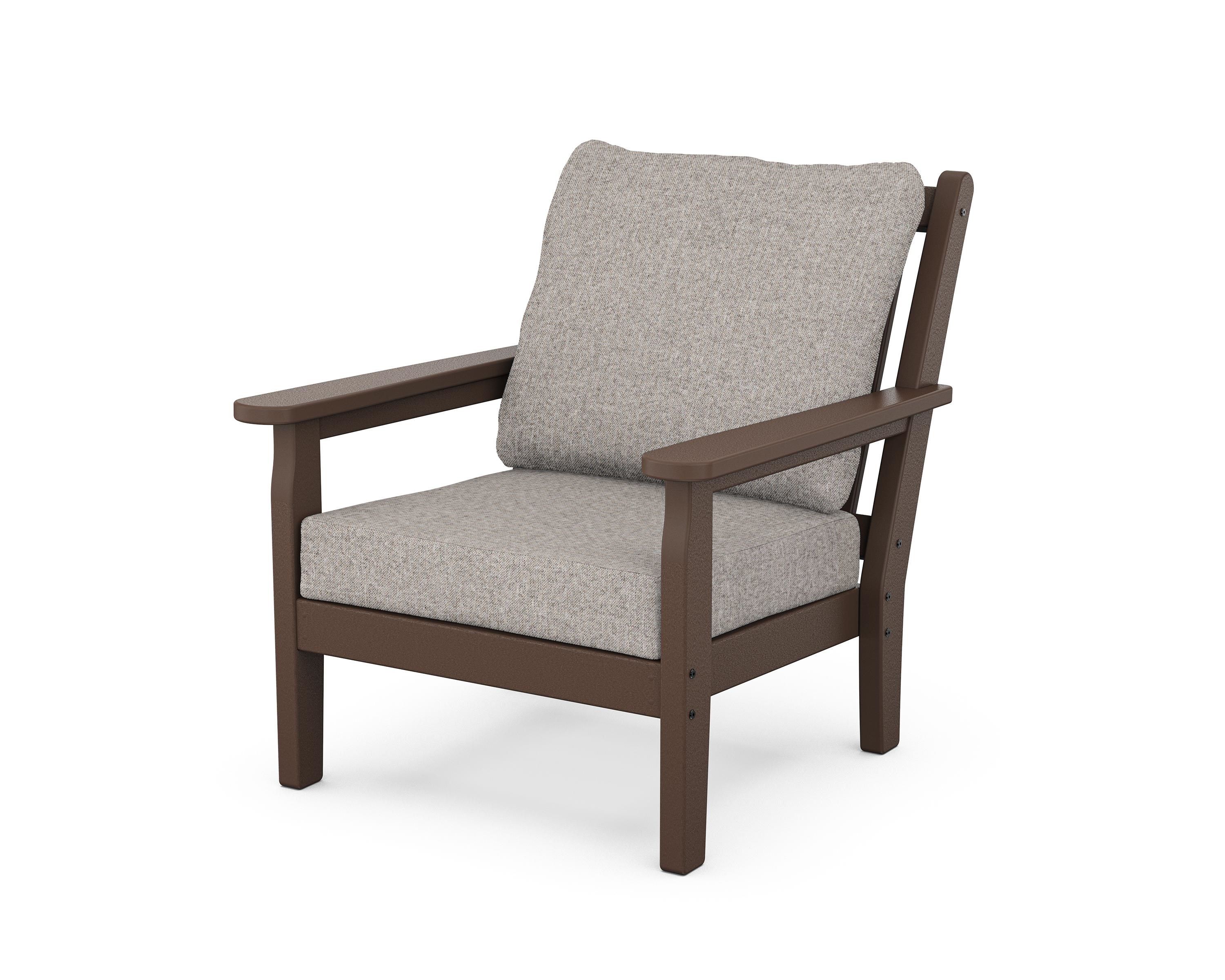 POLYWOOD® Chippendale Deep Seating Chair in Mahogany / Weathered Tweed