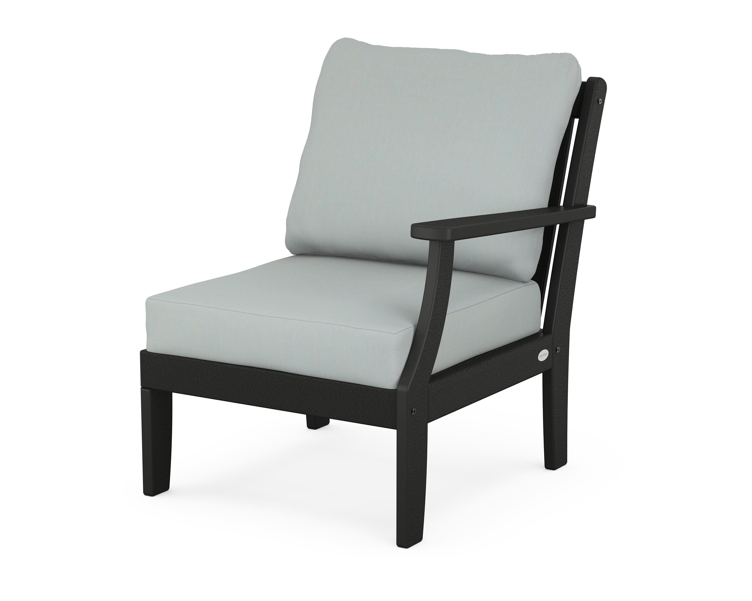 POLYWOOD® Braxton Modular Right Arm Chair in Black / Spa