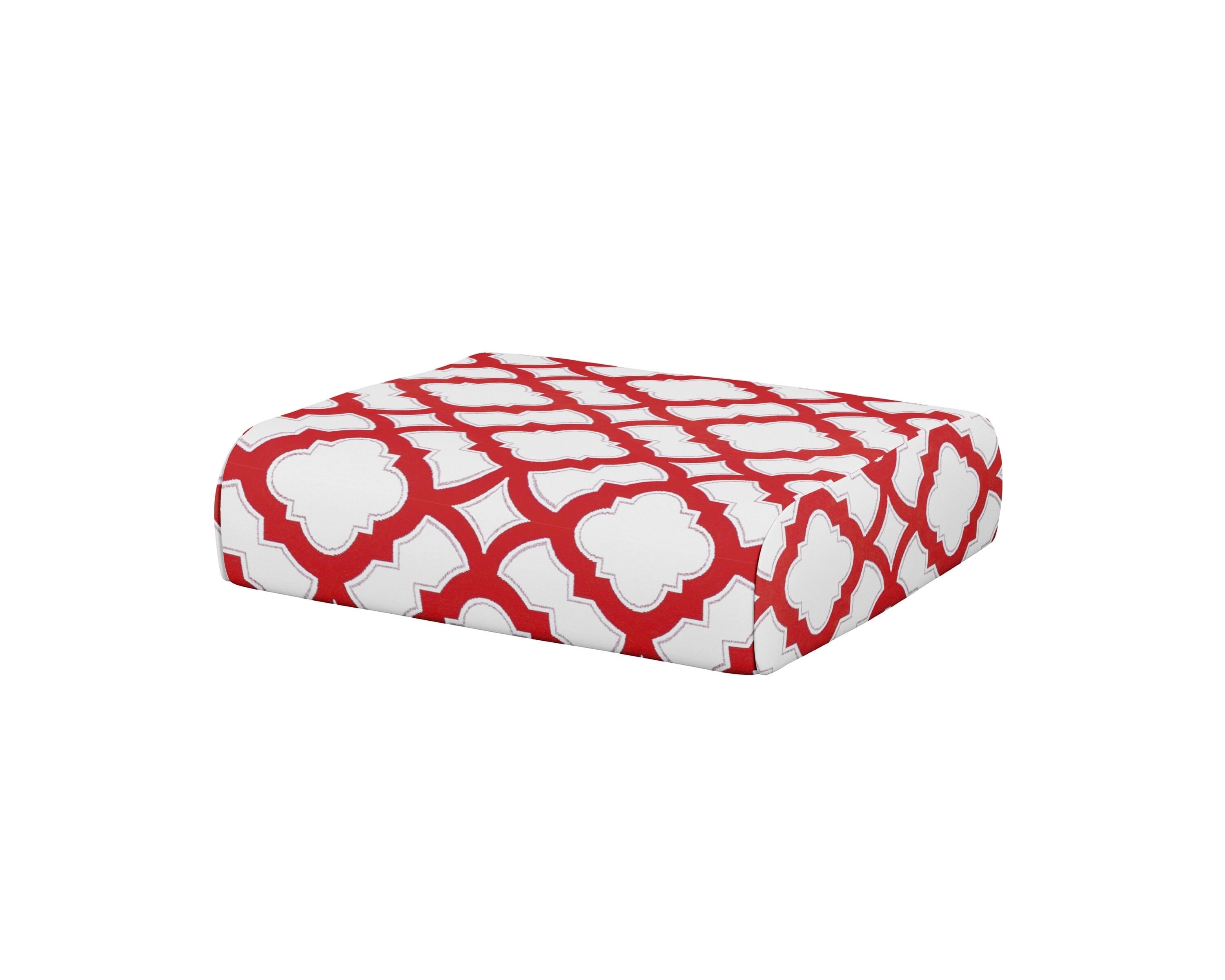 POLYWOOD® Club Ottoman Cushion in Trellis Crimson