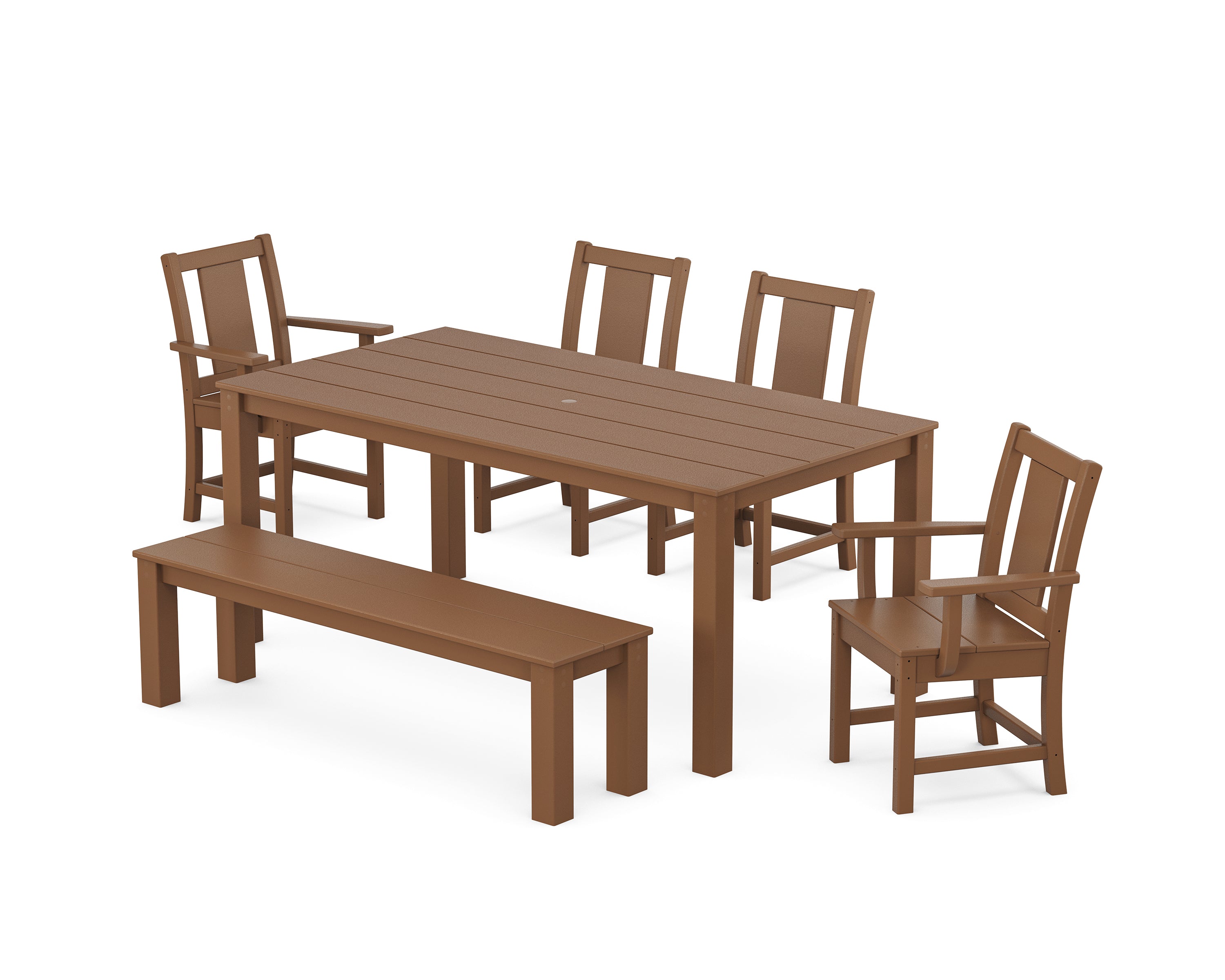 POLYWOOD® Prairie 6-Piece Parsons Dining Set with Bench in Teak
