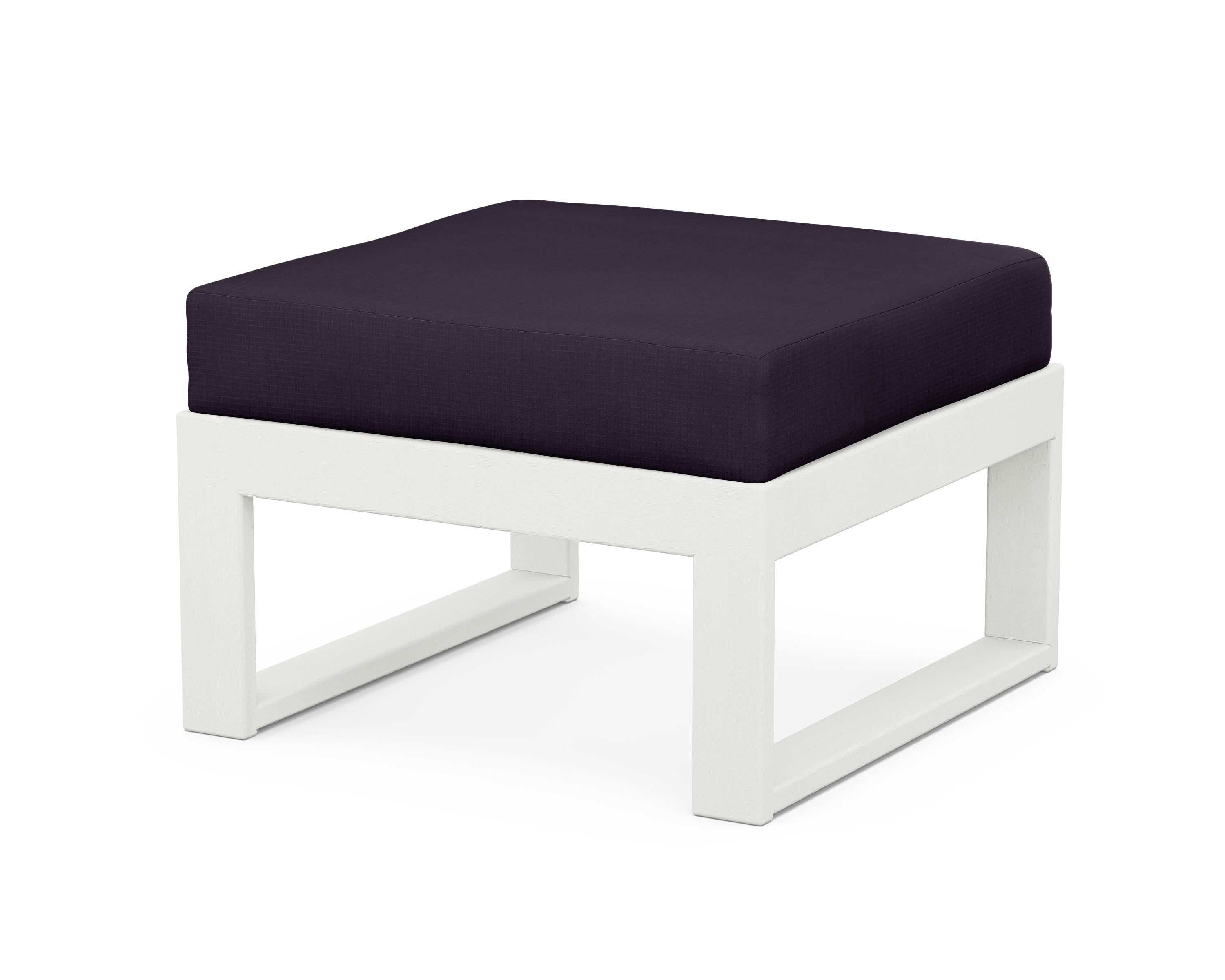 Unbranded Modular Ottoman - Modern in Vintage White / Navy Linen
