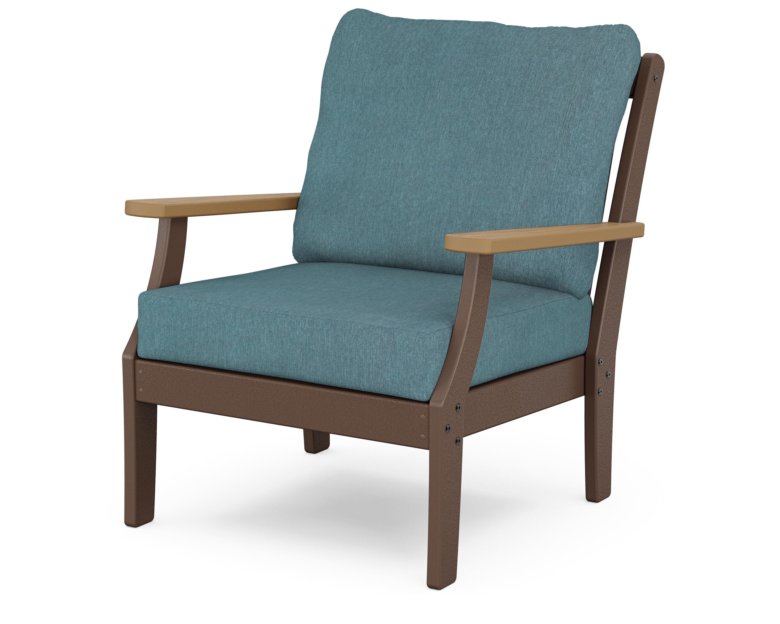 POLYWOOD® Braxton Deep Seating Chair in Mahogany / Natural / Ocean Teal