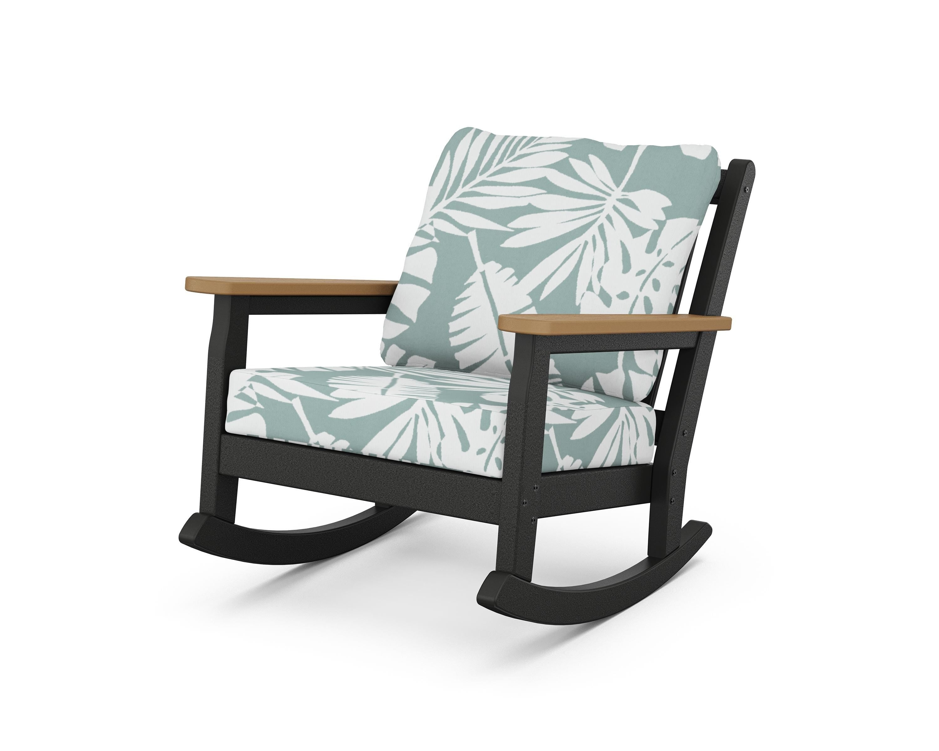 POLYWOOD® Chippendale Deep Seating Rocking Chair in Black / Natural / Leaf Glacier Spa