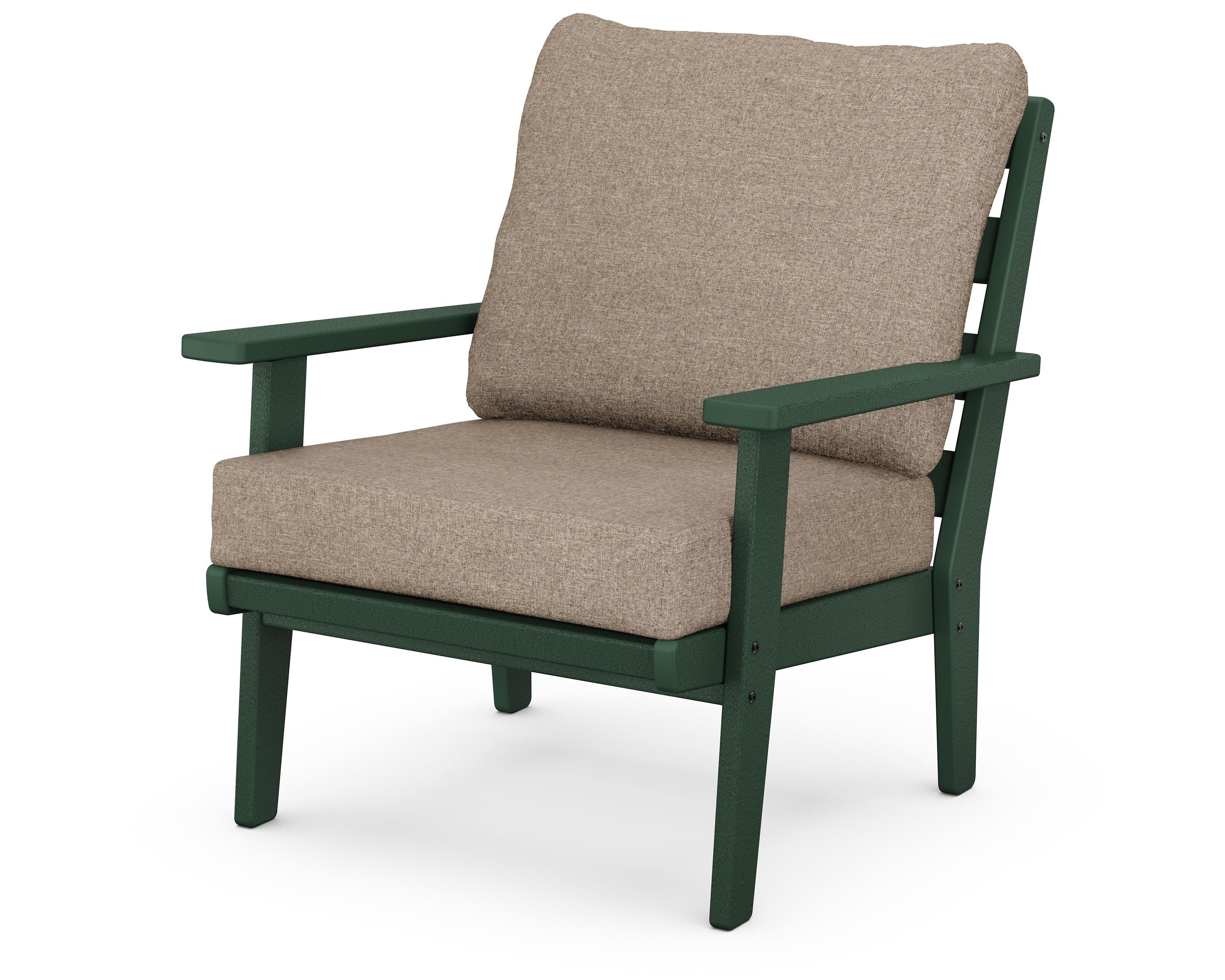 POLYWOOD® Grant Park Deep Seating Chair in Green / Spiced Burlap