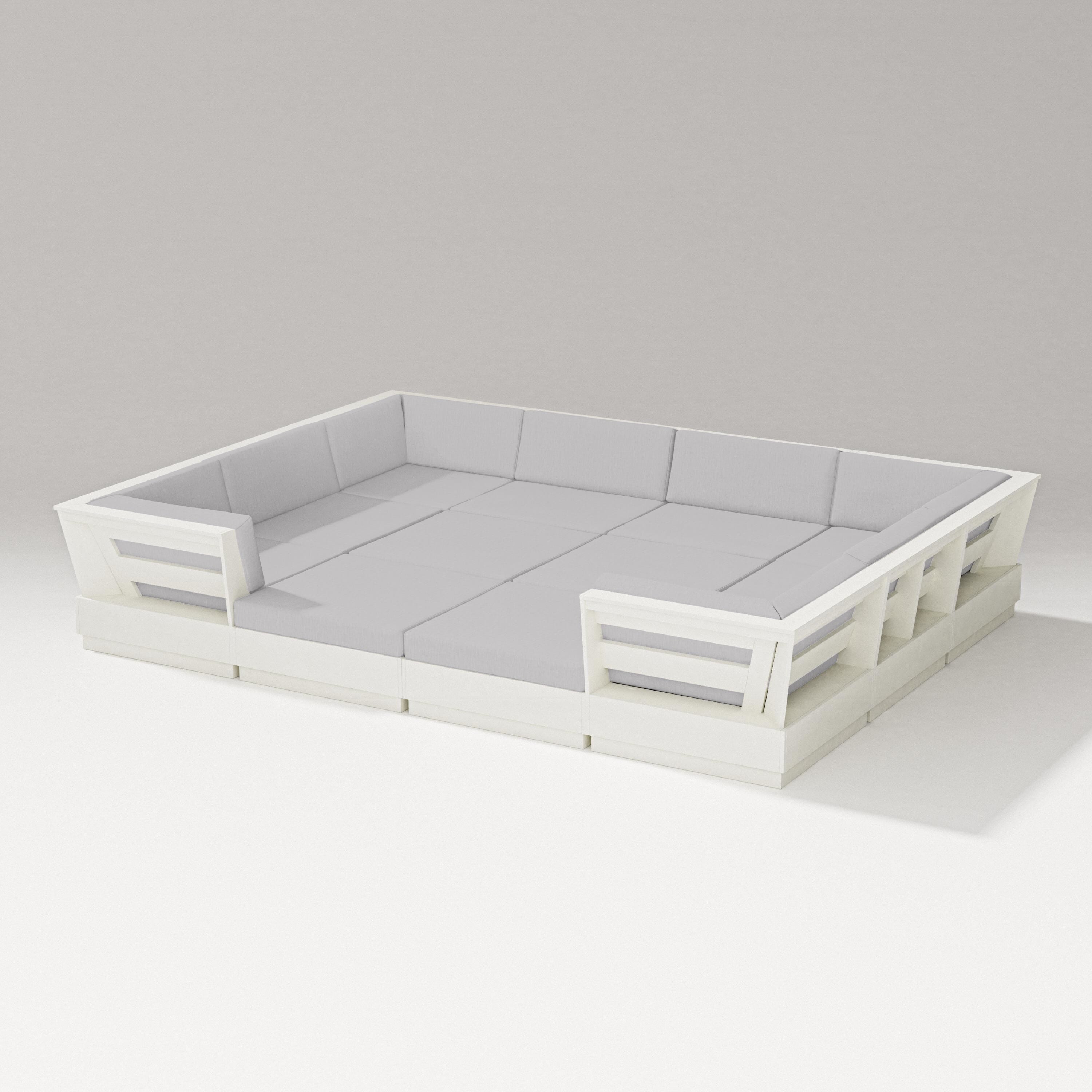 PW Designer Series Elevate 12-Piece Pit Sectional in Vintage White / Granite