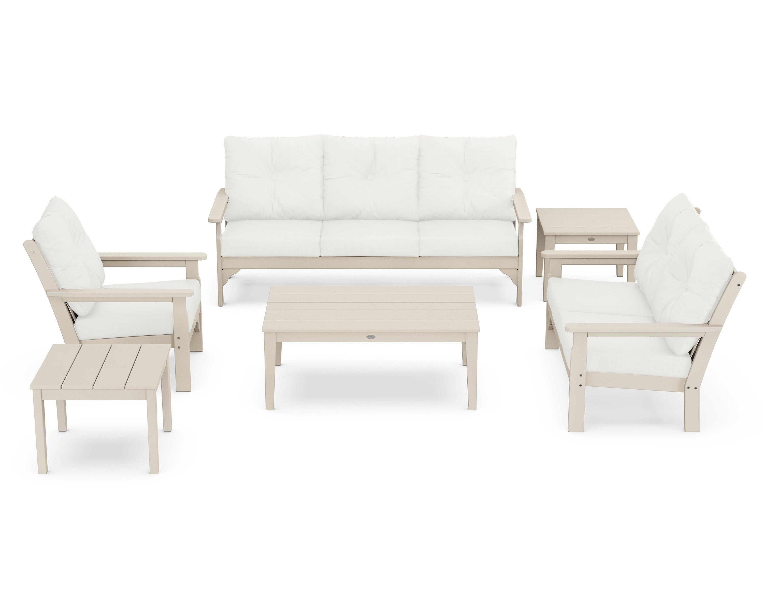 POLYWOOD® Vineyard 6-Piece Deep Seating Set in Sand / Natural Linen