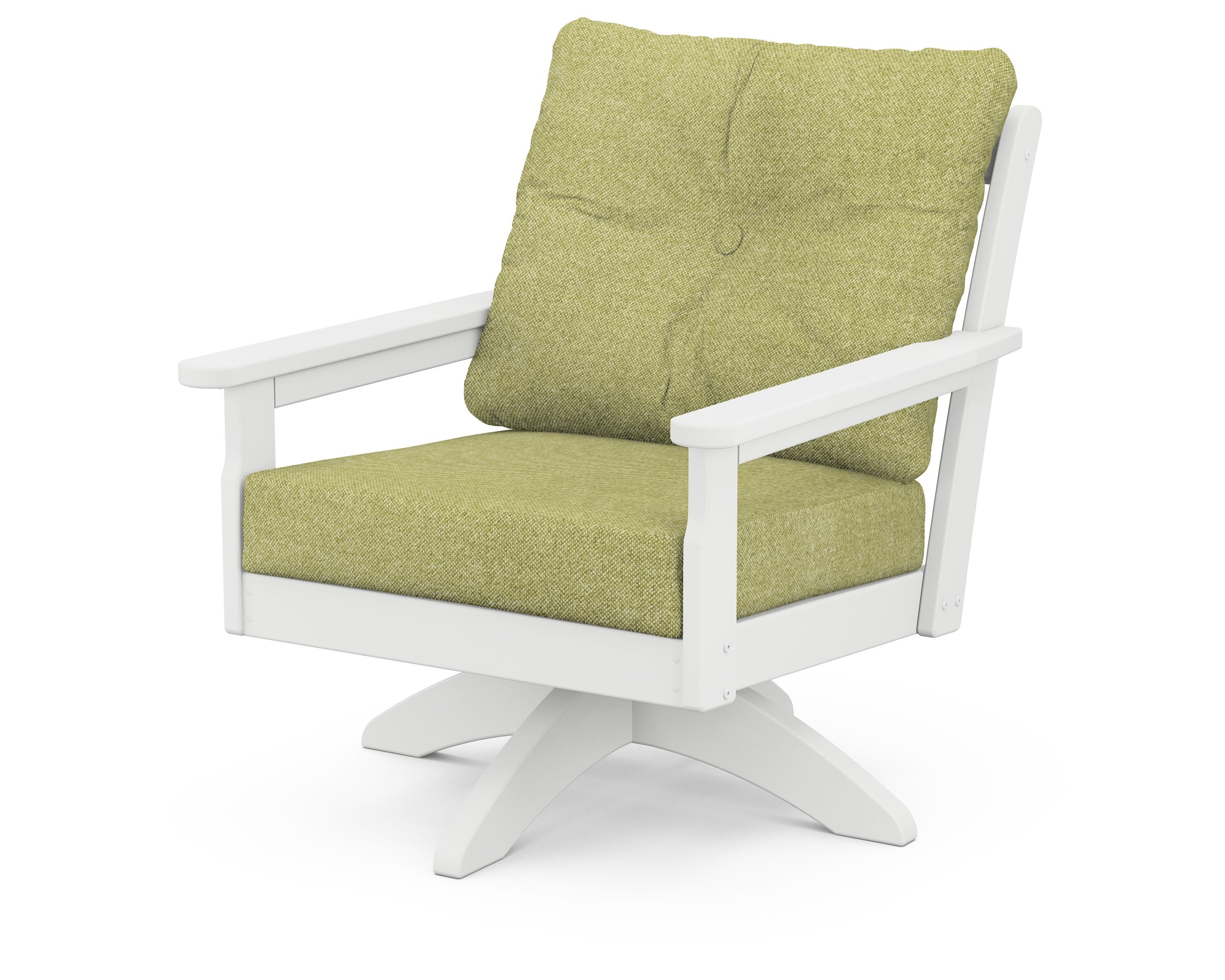 POLYWOOD® Vineyard Deep Seating Swivel Chair in White / Chartreuse Boucle