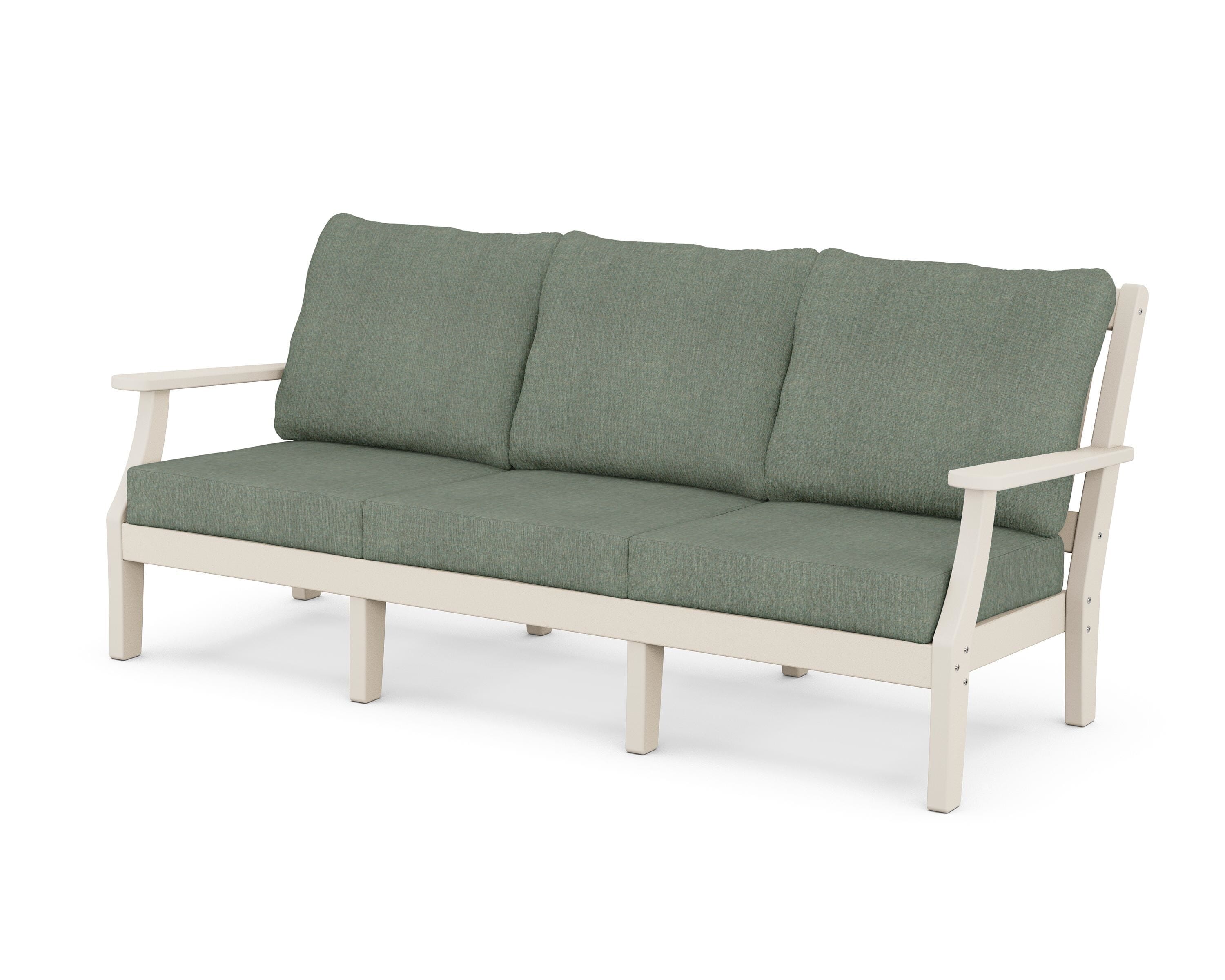 Martha Stewart by POLYWOOD® Chinoiserie Deep Seating Sofa in Sand / Cast Sage