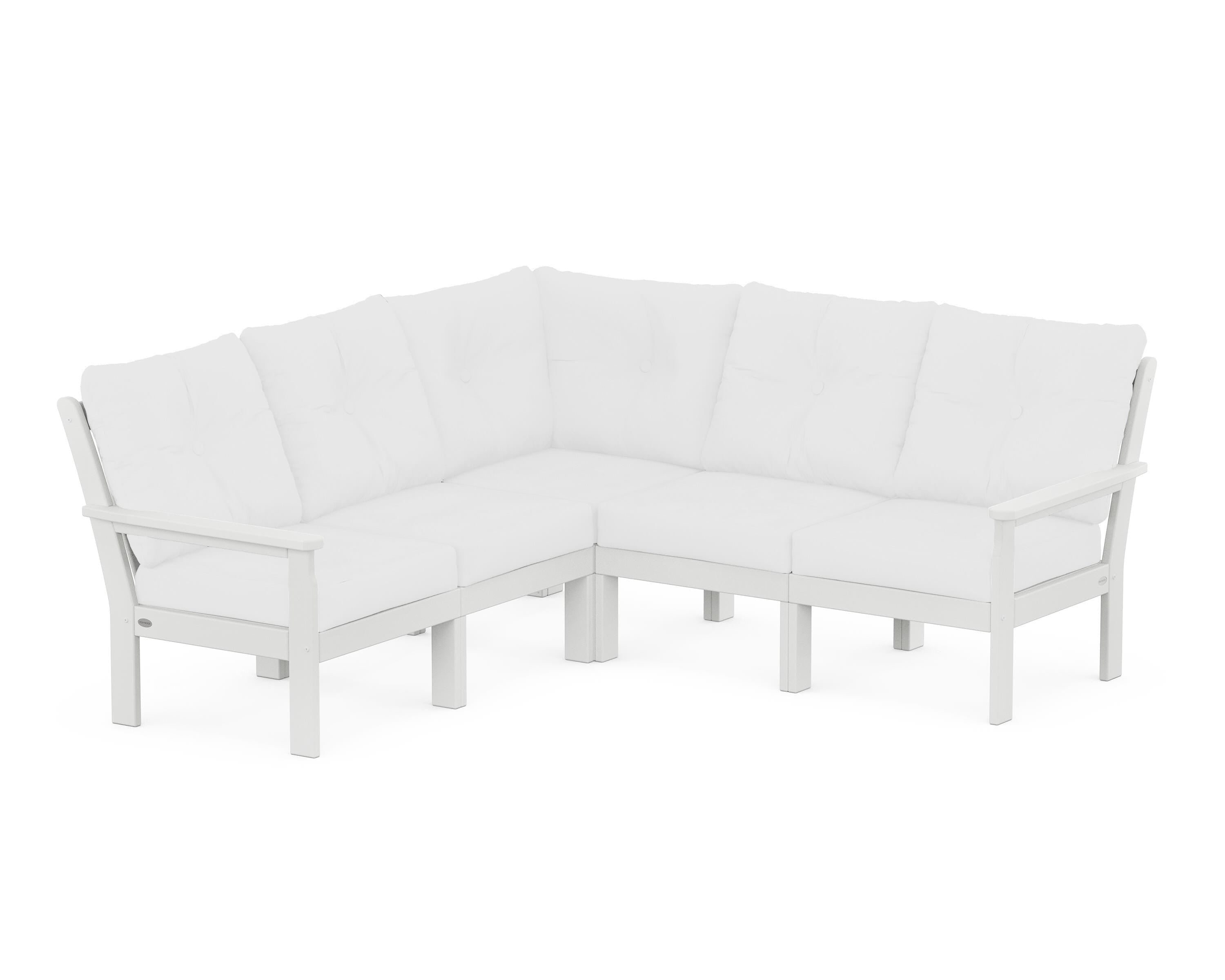 POLYWOOD® Vineyard 5-Piece Sectional in White / Natural