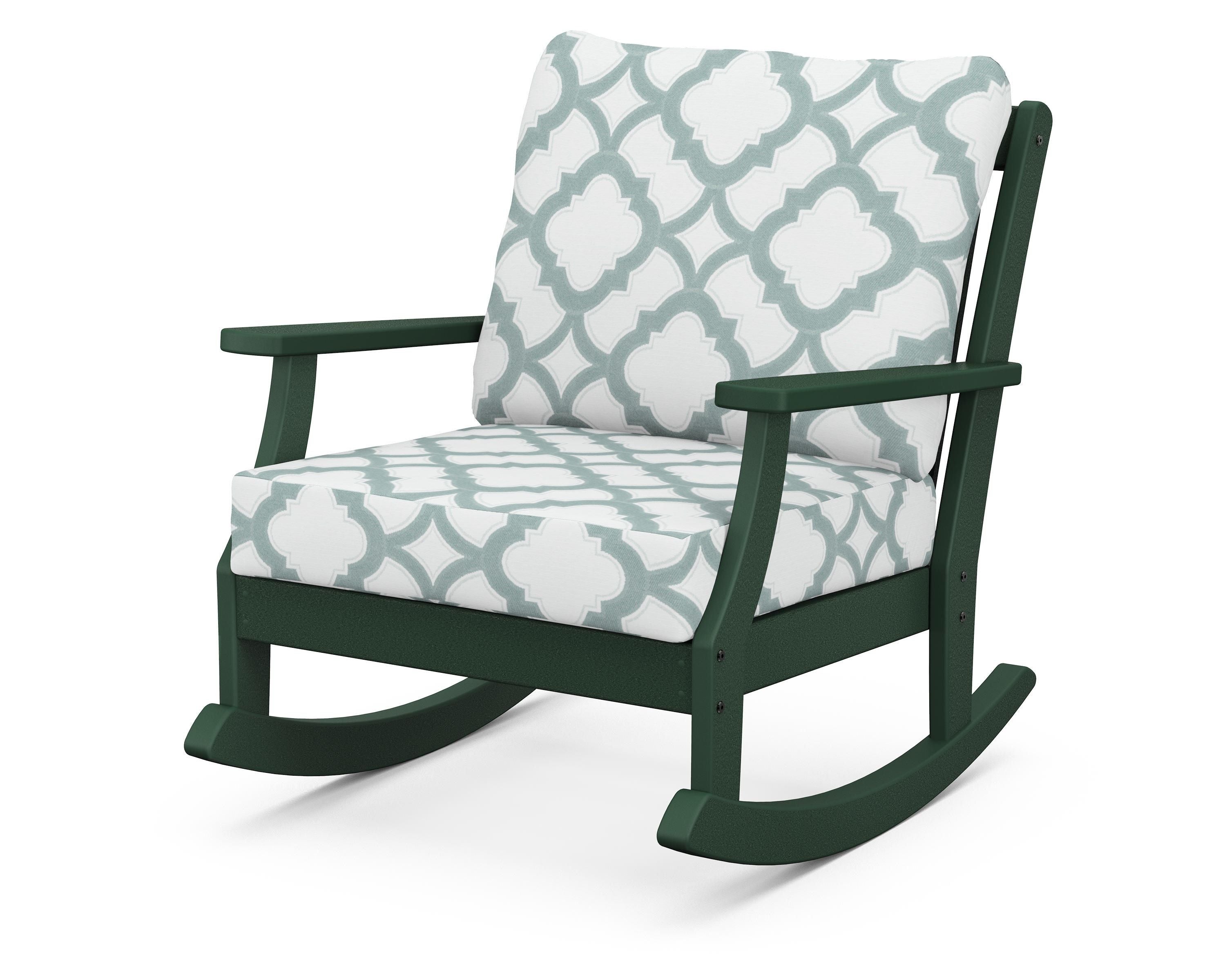 POLYWOOD® Braxton Deep Seating Rocking Chair in Green / Trellis Glacier Spa