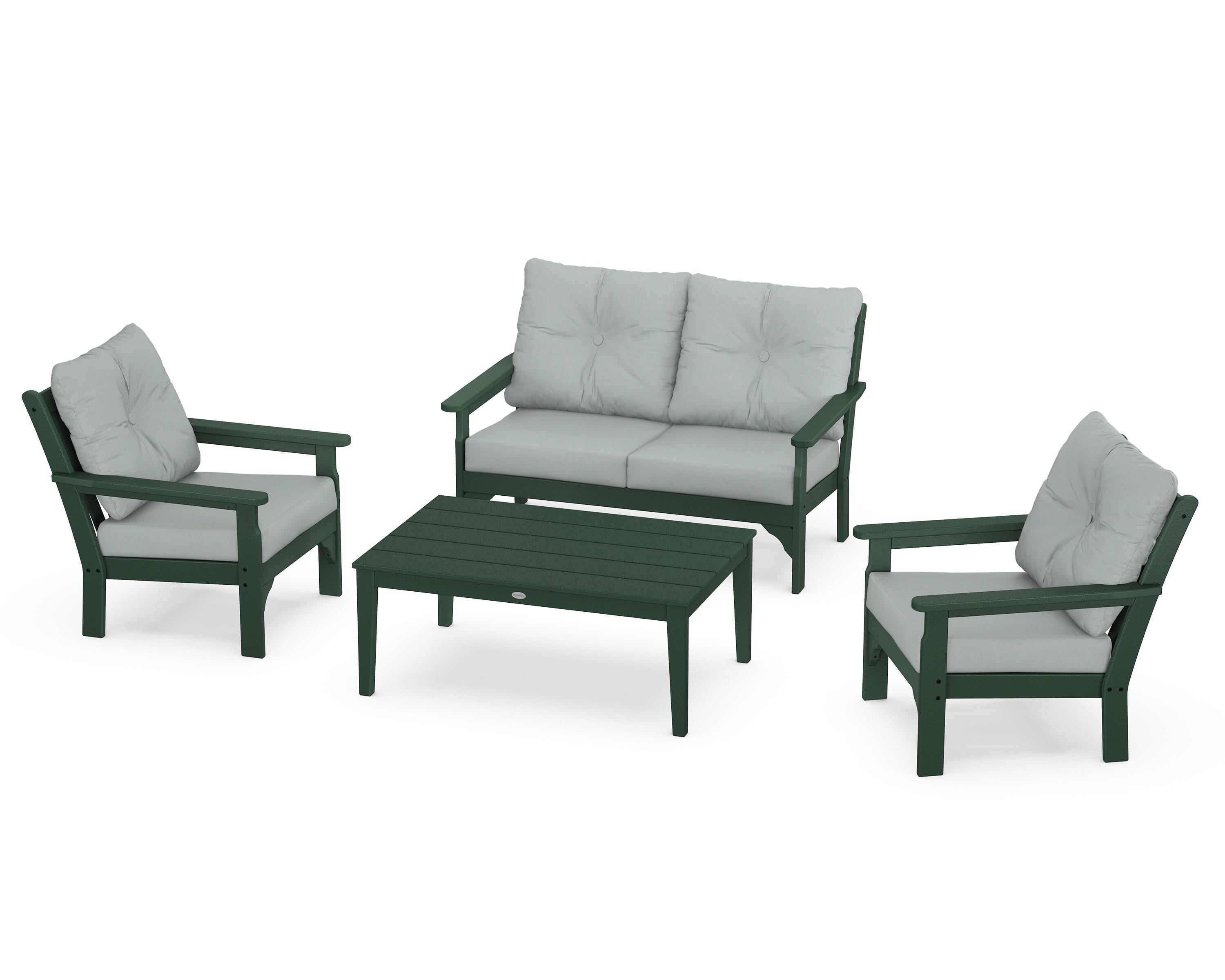 POLYWOOD® Vineyard 4-Piece Deep Seating Set in Green / Spa