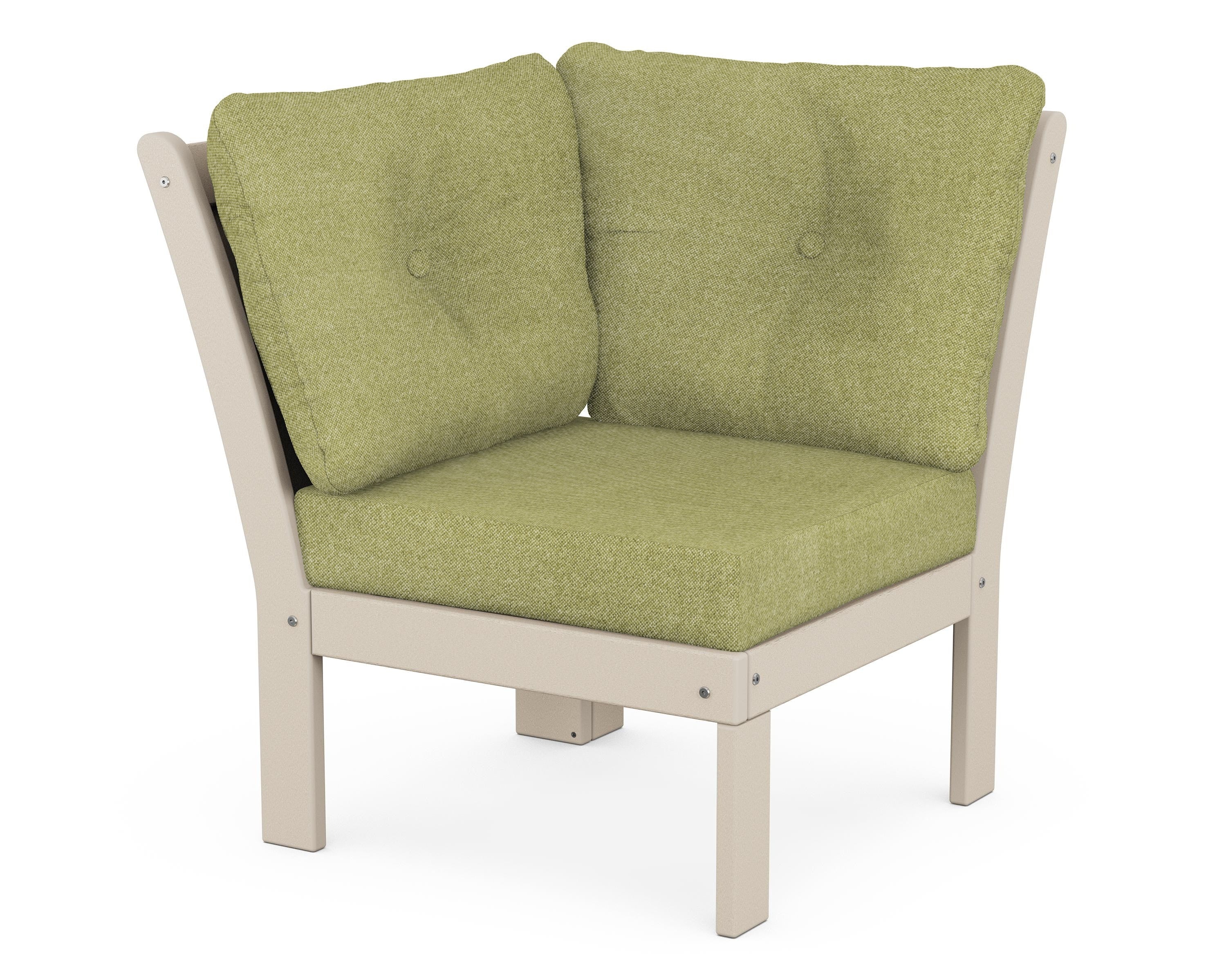 POLYWOOD® Vineyard Modular Corner Chair in Sand / Chartreuse Boucle