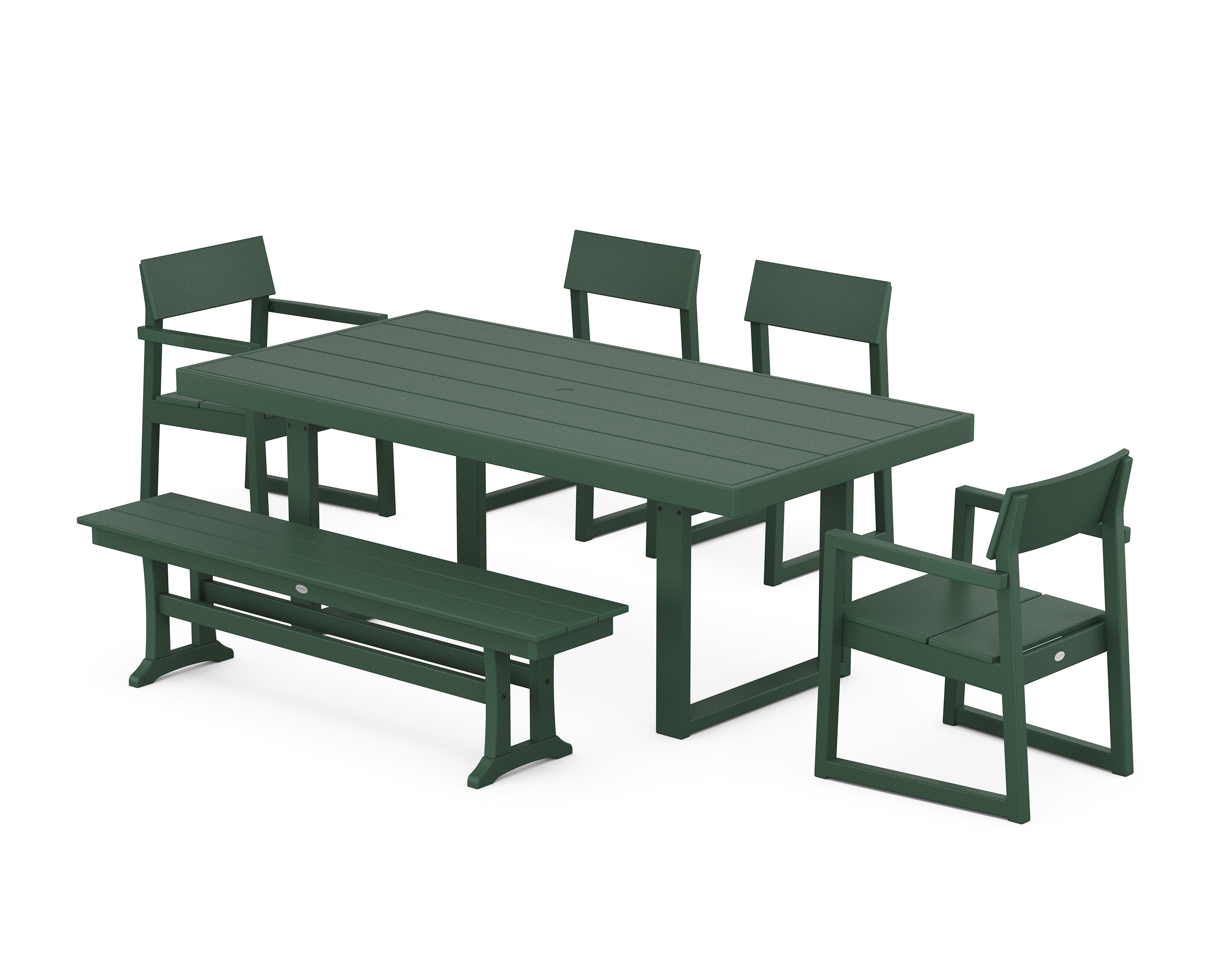 POLYWOOD® EDGE 6-Piece Dining Set with Bench in Green