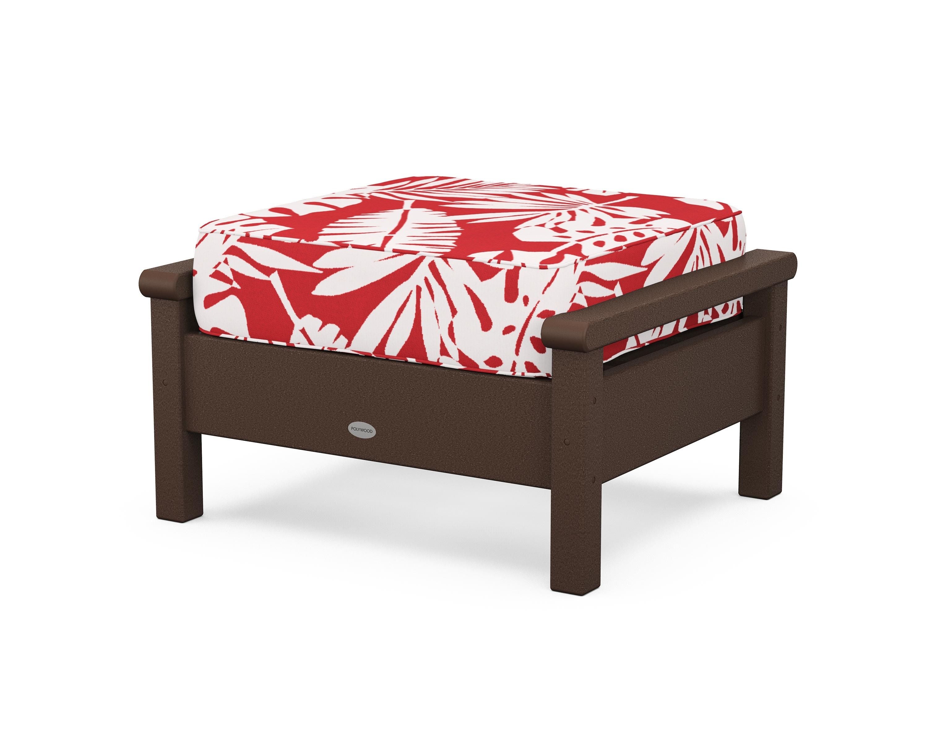 POLYWOOD® Harbour Deep Seating Ottoman in Mahogany / Leaf Crimson