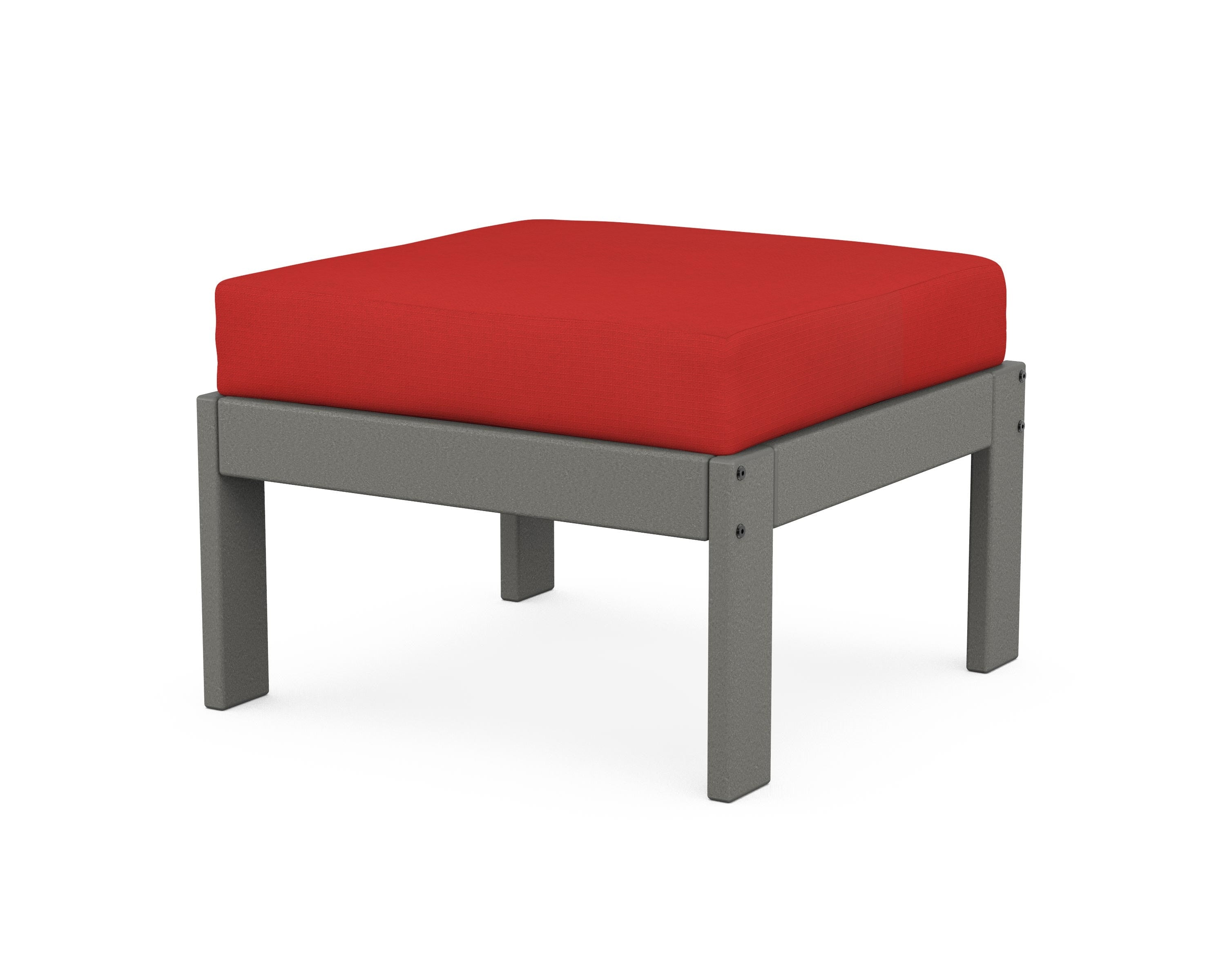 POLYWOOD® Vineyard Modular Ottoman in Slate Grey / Crimson Linen