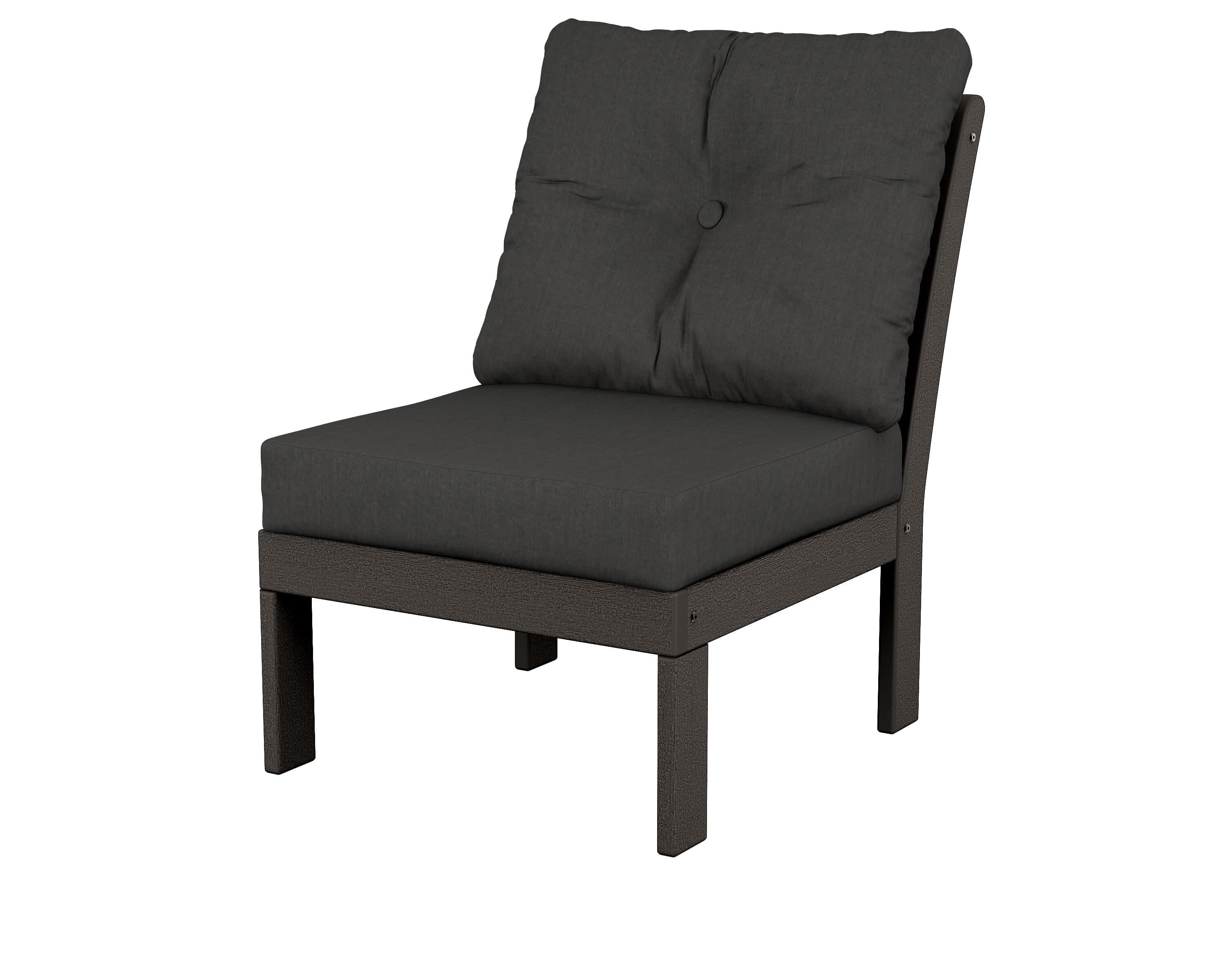 POLYWOOD® Vineyard Modular Armless Chair in Vintage Coffee / Spectrum Carbon