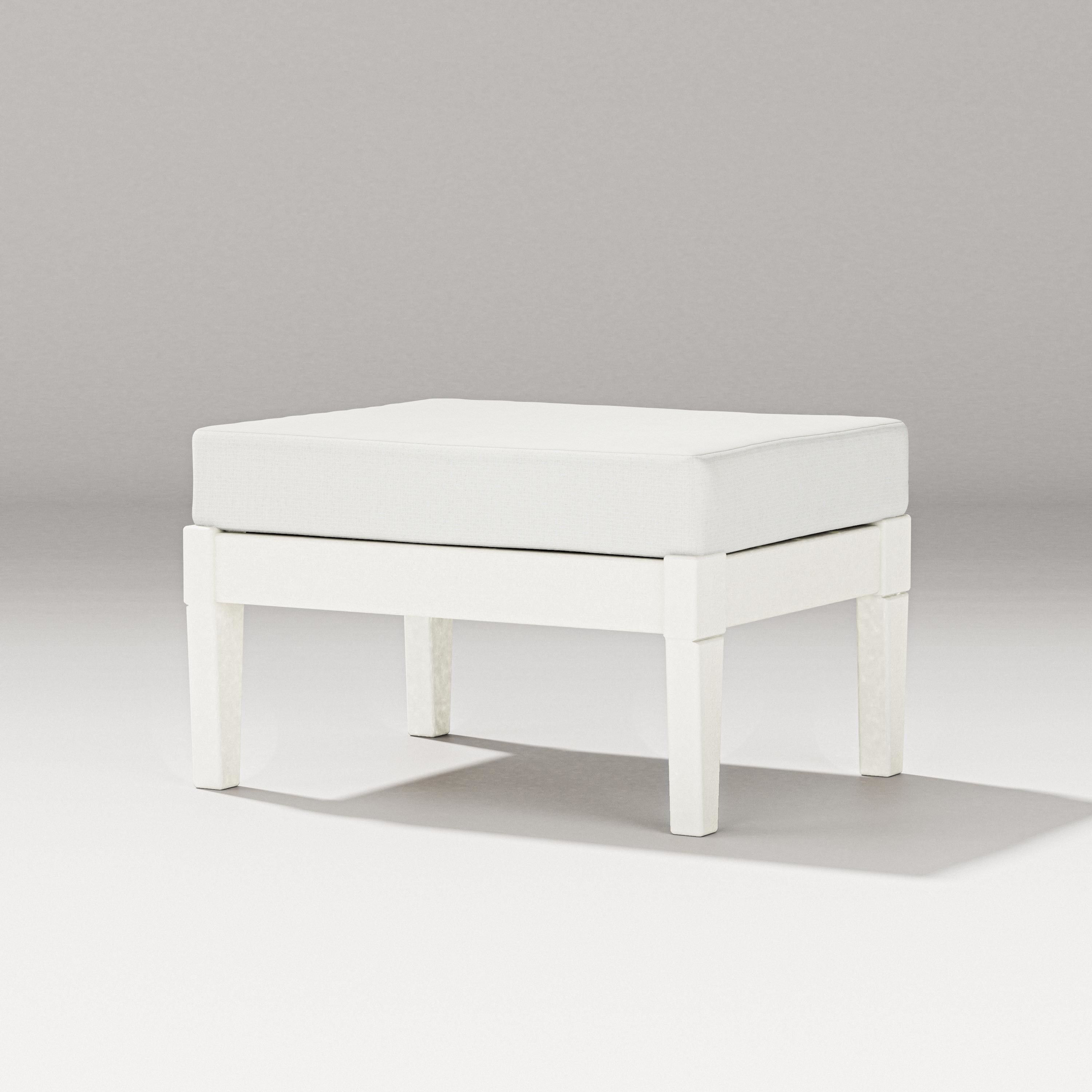 PW Designer Series Estate Lounge Ottoman in Vintage White / Natural Linen
