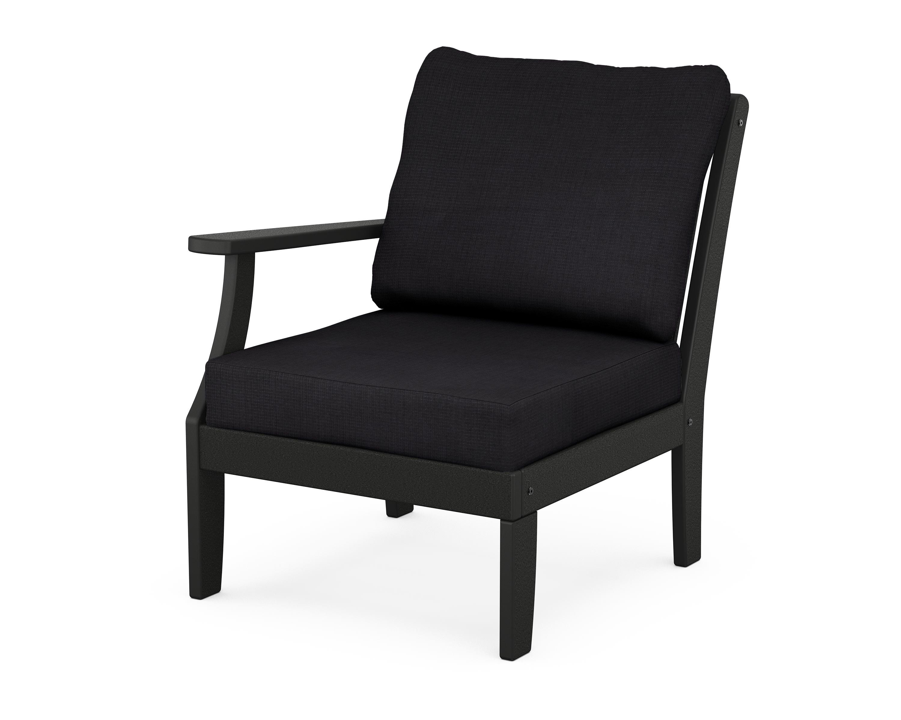 POLYWOOD® Braxton Modular Left Arm Chair in Black / Midnight Linen