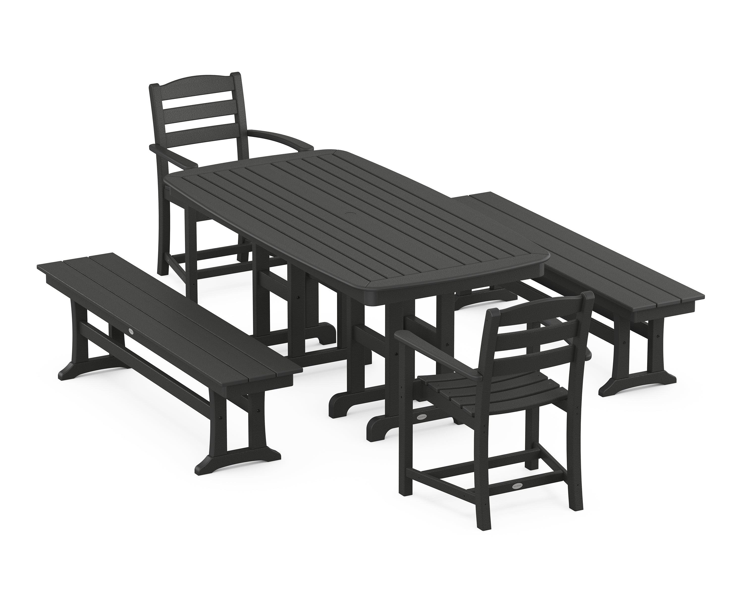 POLYWOOD® La Casa Café 5-Piece Dining Set with Benches in Black