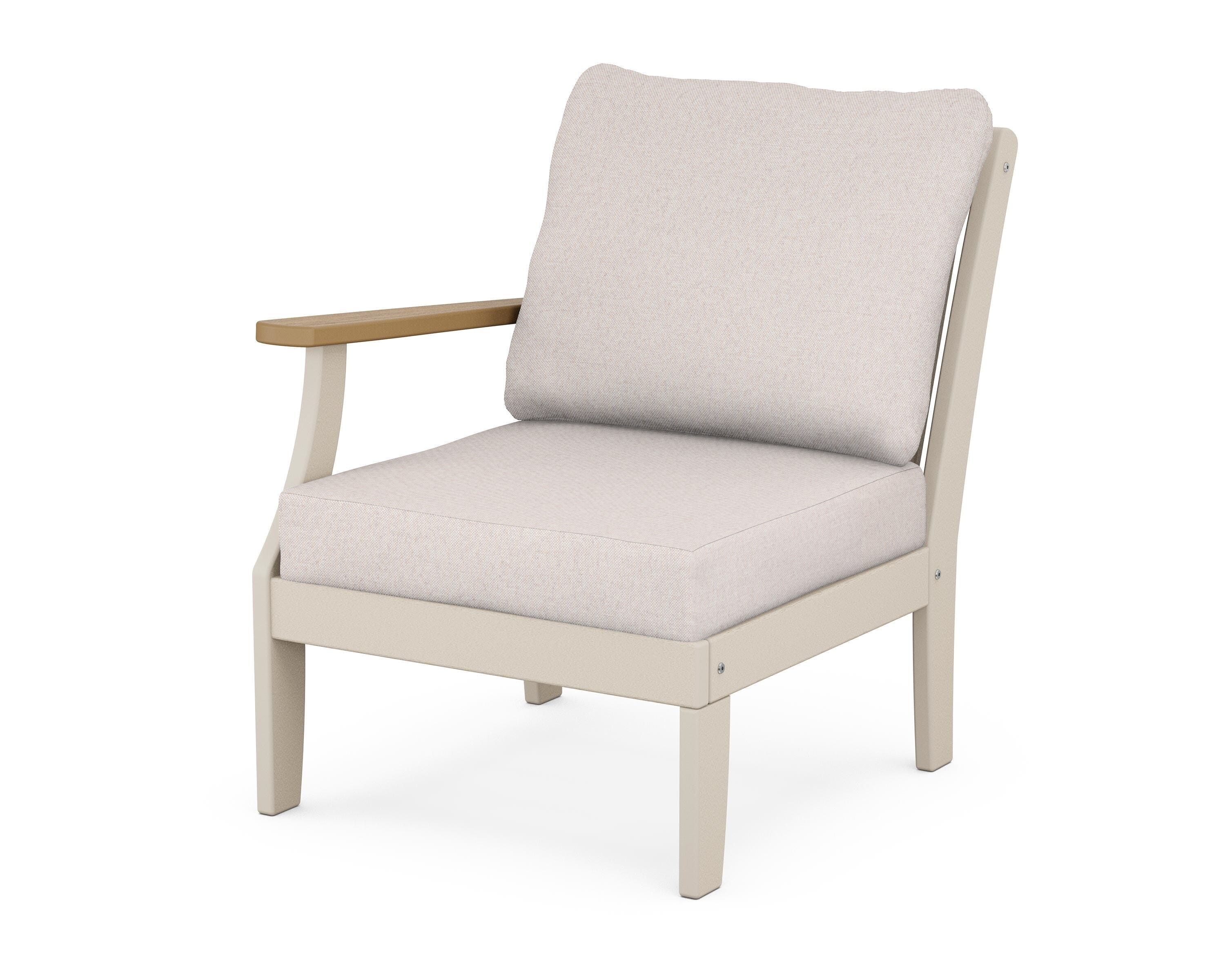 POLYWOOD® Braxton Modular Left Arm Chair in Sand / Natural / Dune Burlap