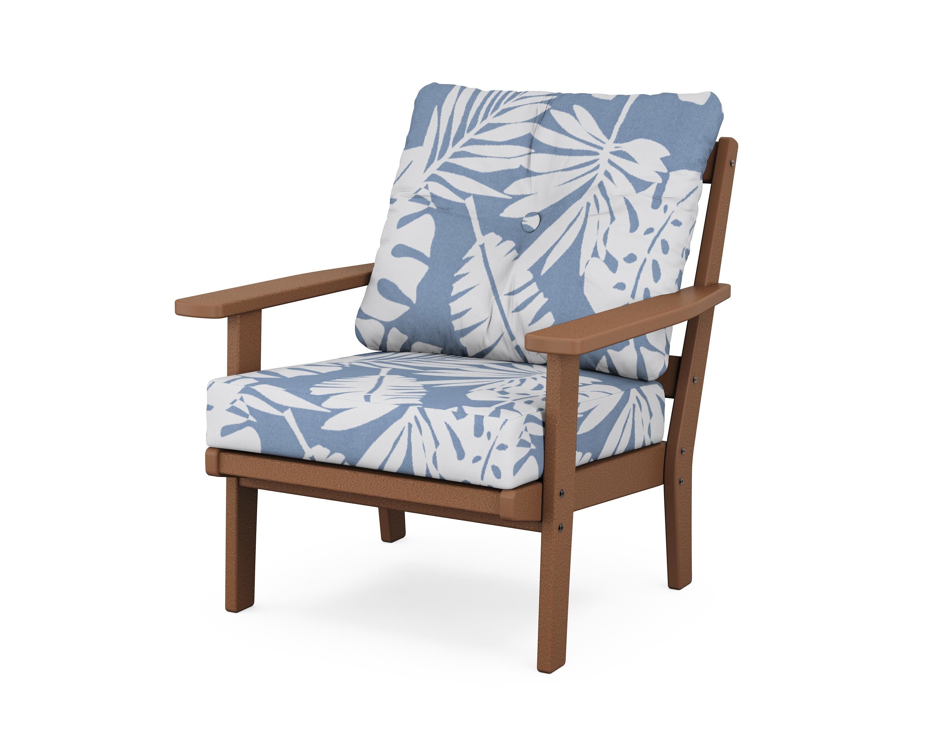 POLYWOOD® Oxford Deep Seating Chair in Teak / Leaf Sky Blue