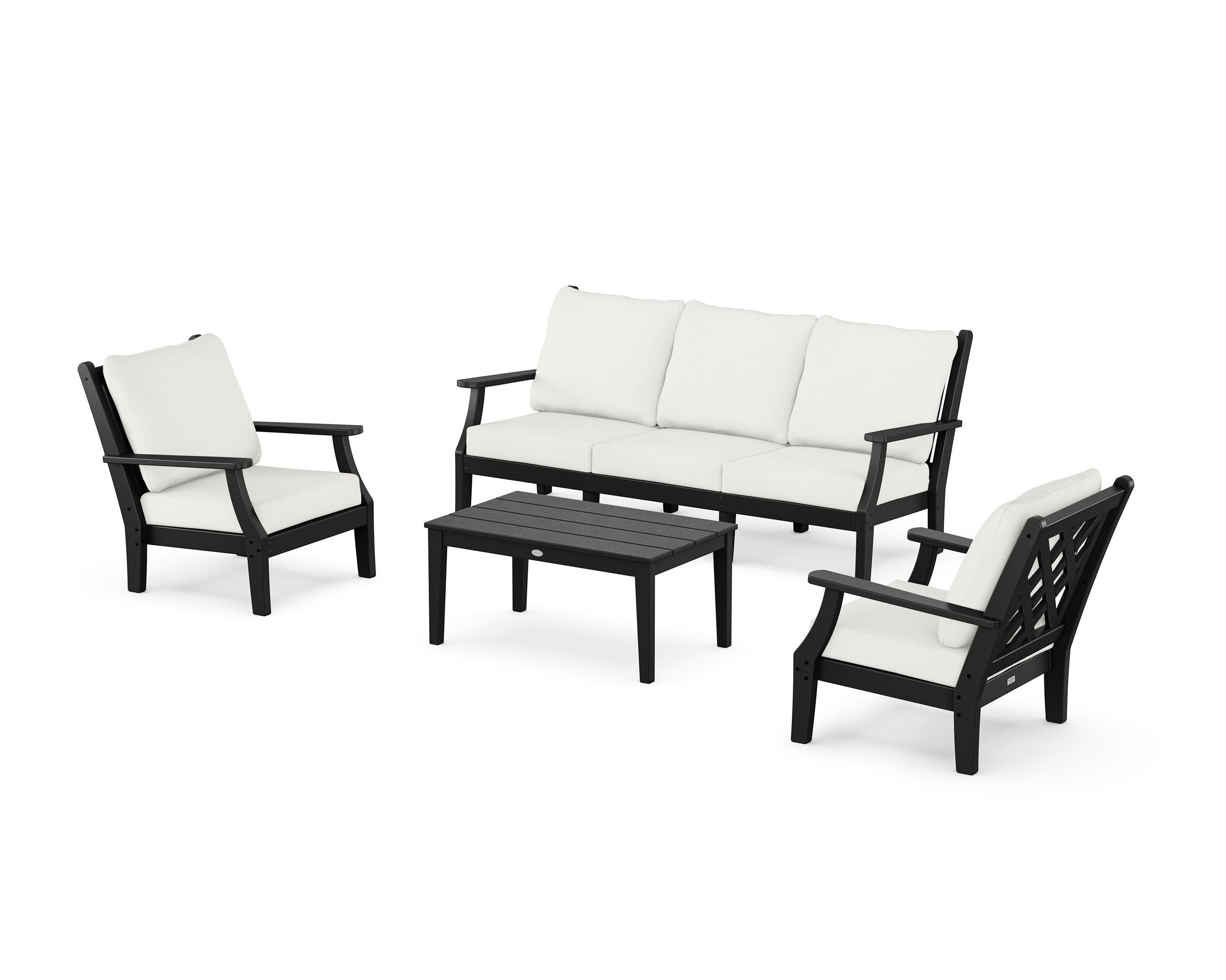 Country Living Wovendale 4-Piece Deep Seating Set with Sofa in Black / Natural Linen