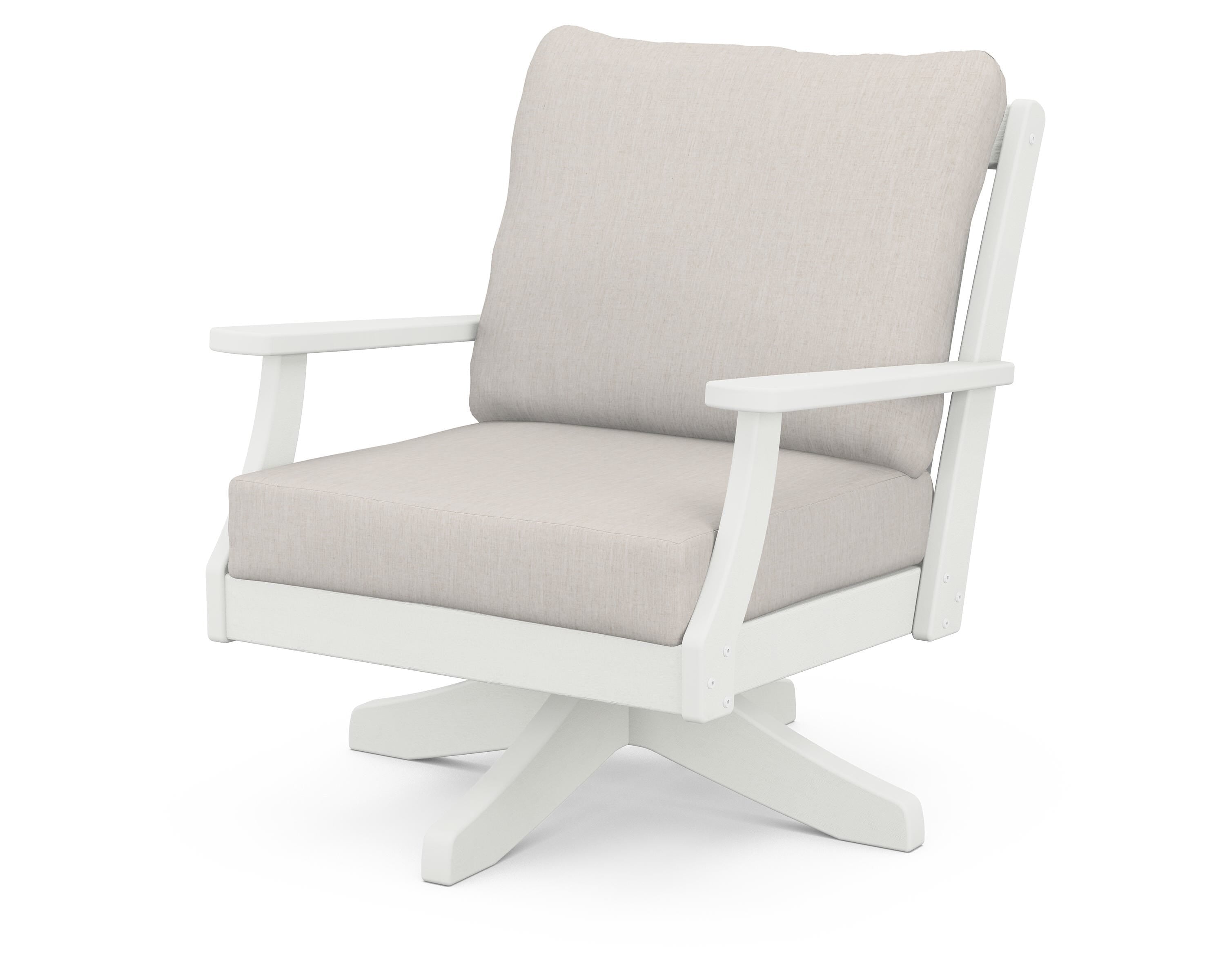 POLYWOOD® Braxton Deep Seating Swivel Chair in Vintage White / Cast Ash