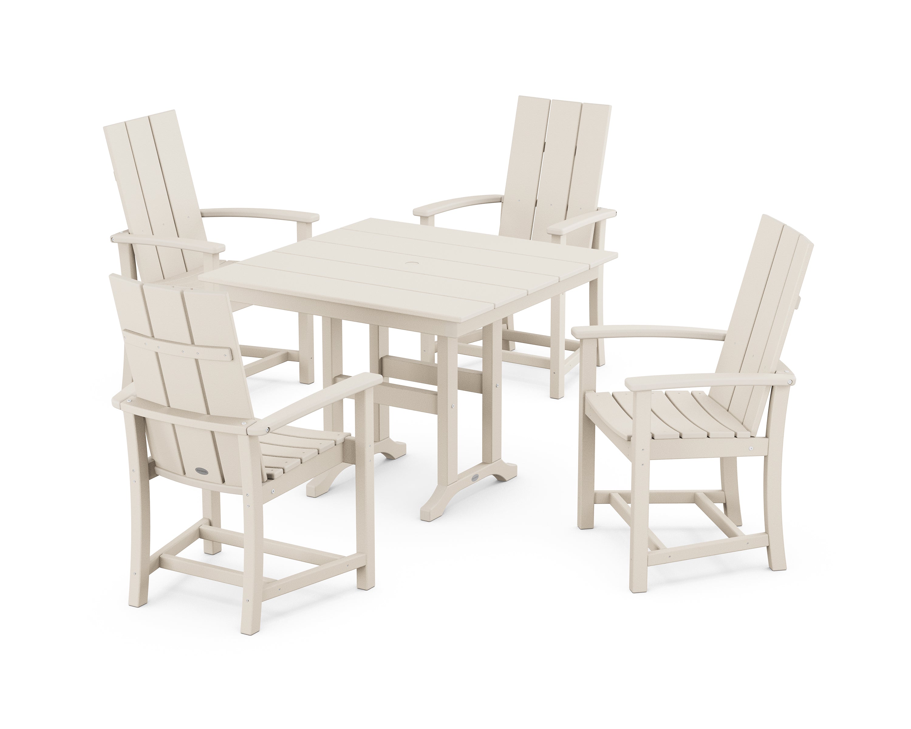 POLYWOOD® Modern Adirondack 5-Piece Farmhouse Dining Set in Sand