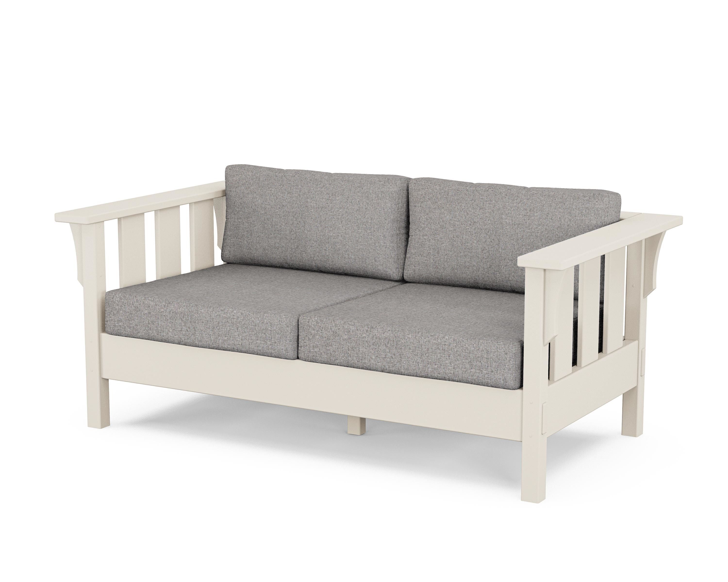 Martha Stewart by POLYWOOD® Acadia Deep Seating Loveseat in Sand / Grey Mist