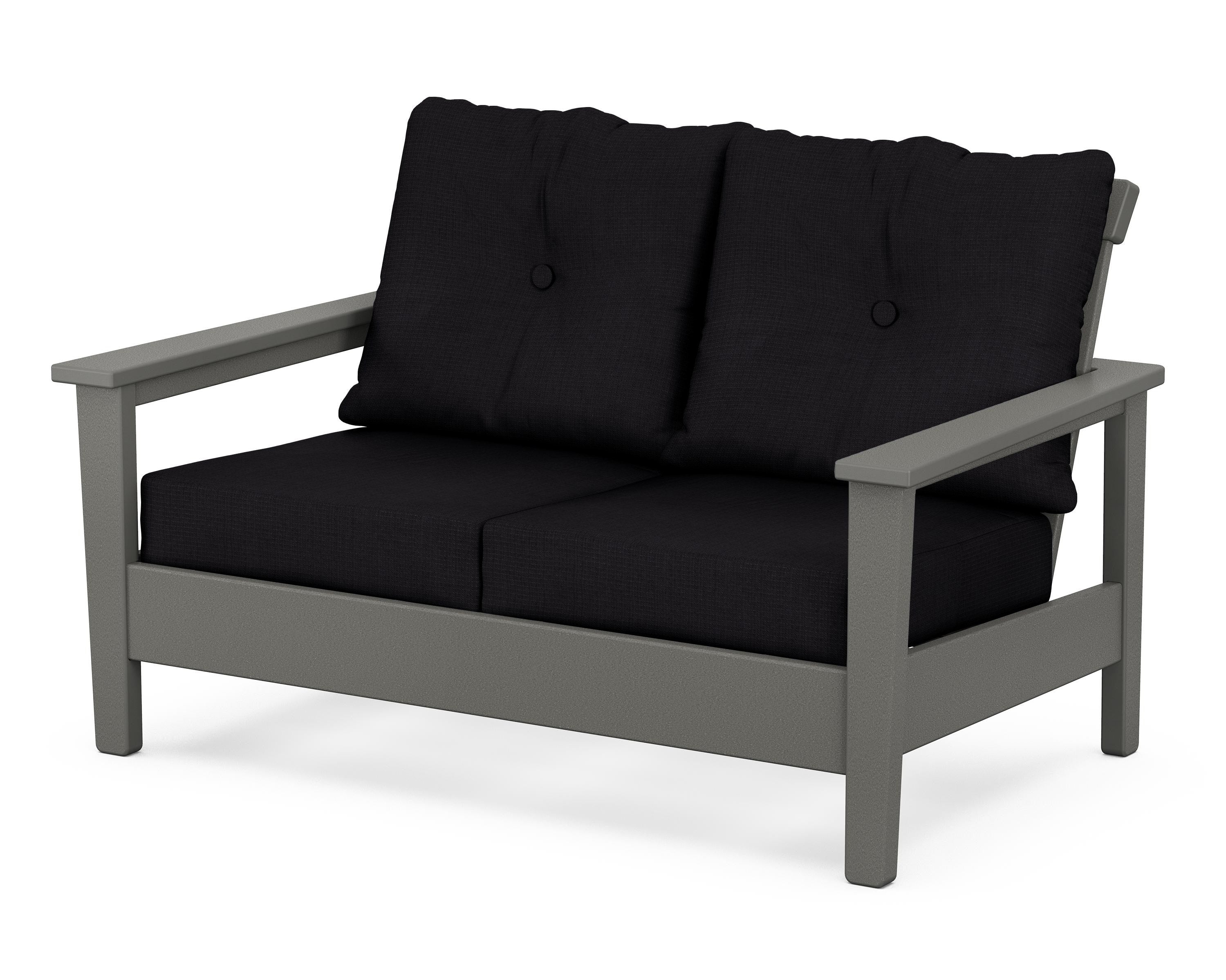 POLYWOOD® Prescott Deep Seating Loveseat in Slate Grey / Midnight Linen