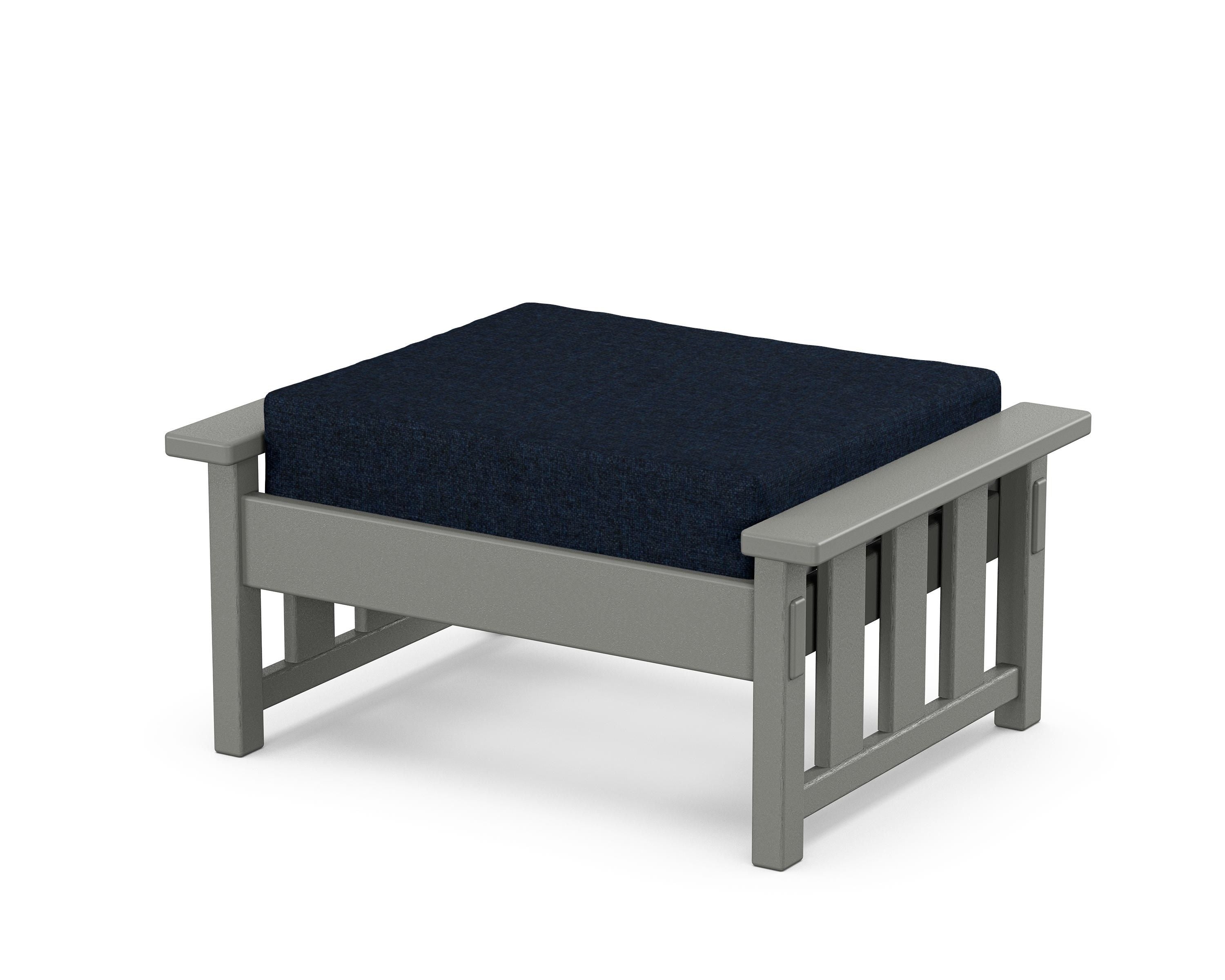 Martha Stewart by POLYWOOD® Acadia Deep Seating Ottoman in Slate Grey / Marine Indigo