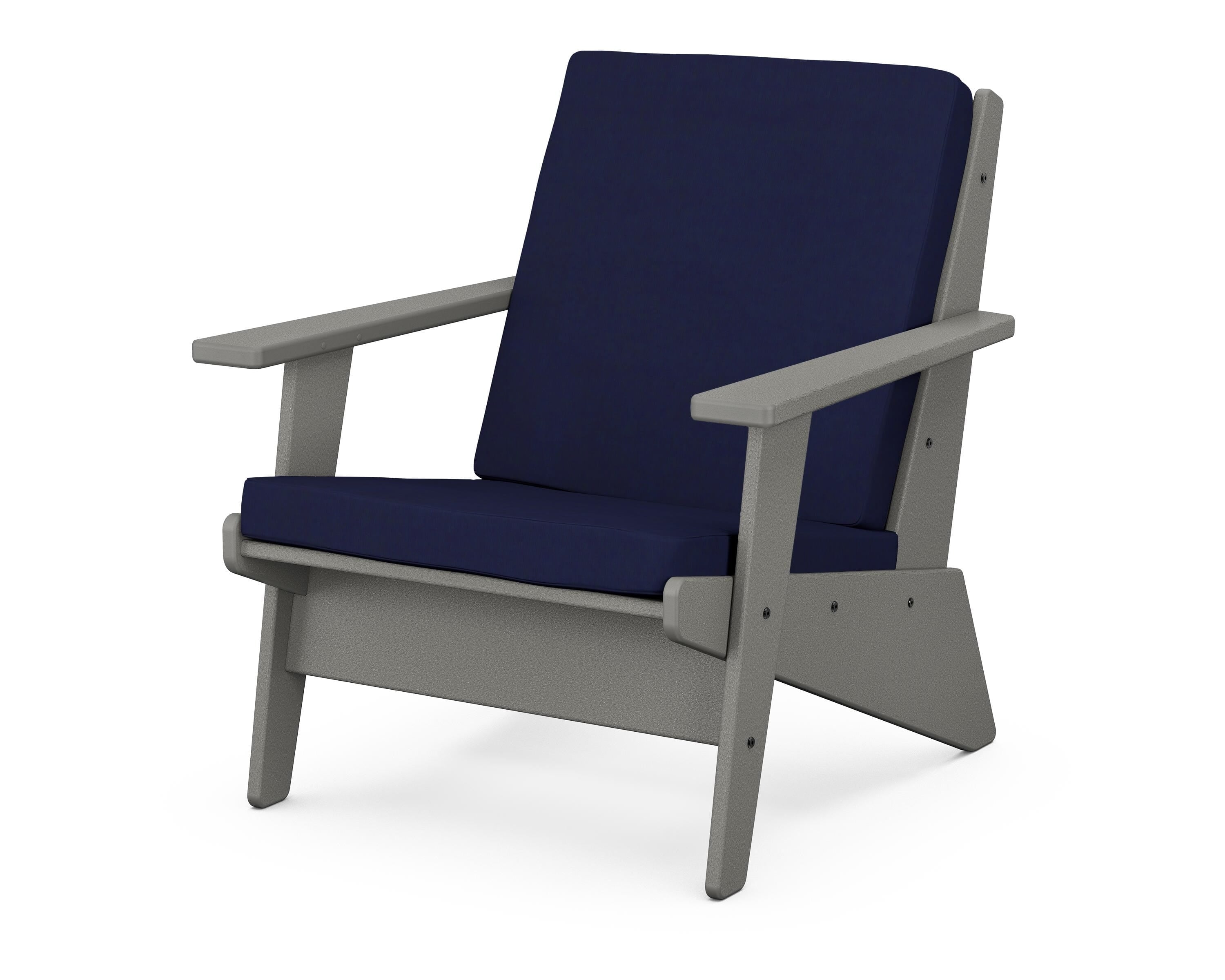 POLYWOOD® Riviera Modern Lounge Chair in Slate Grey / Navy