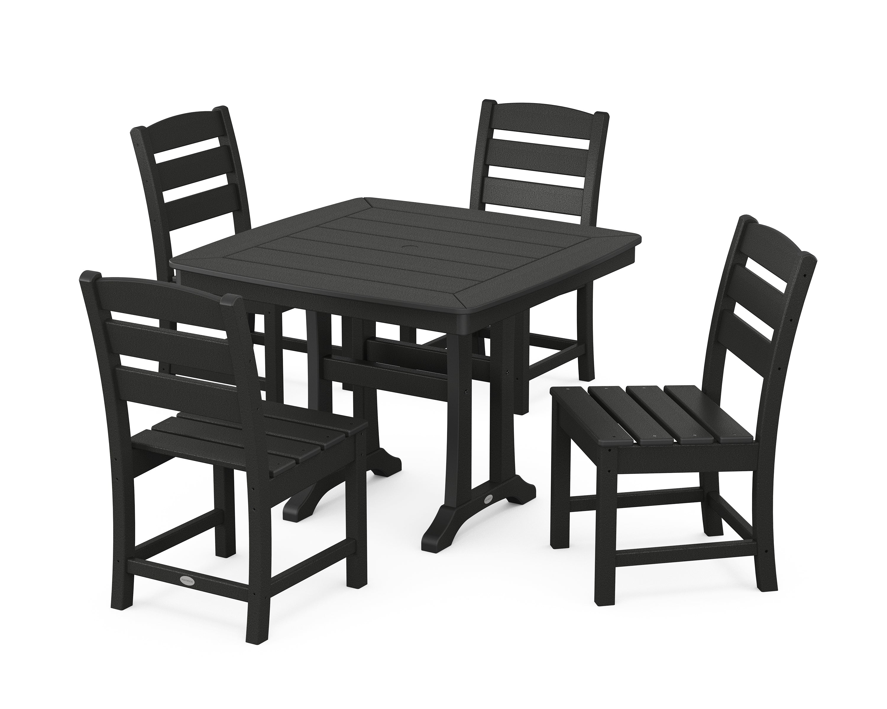 POLYWOOD® Lakeside Side Chair 5-Piece Dining Set with Trestle Legs in Black