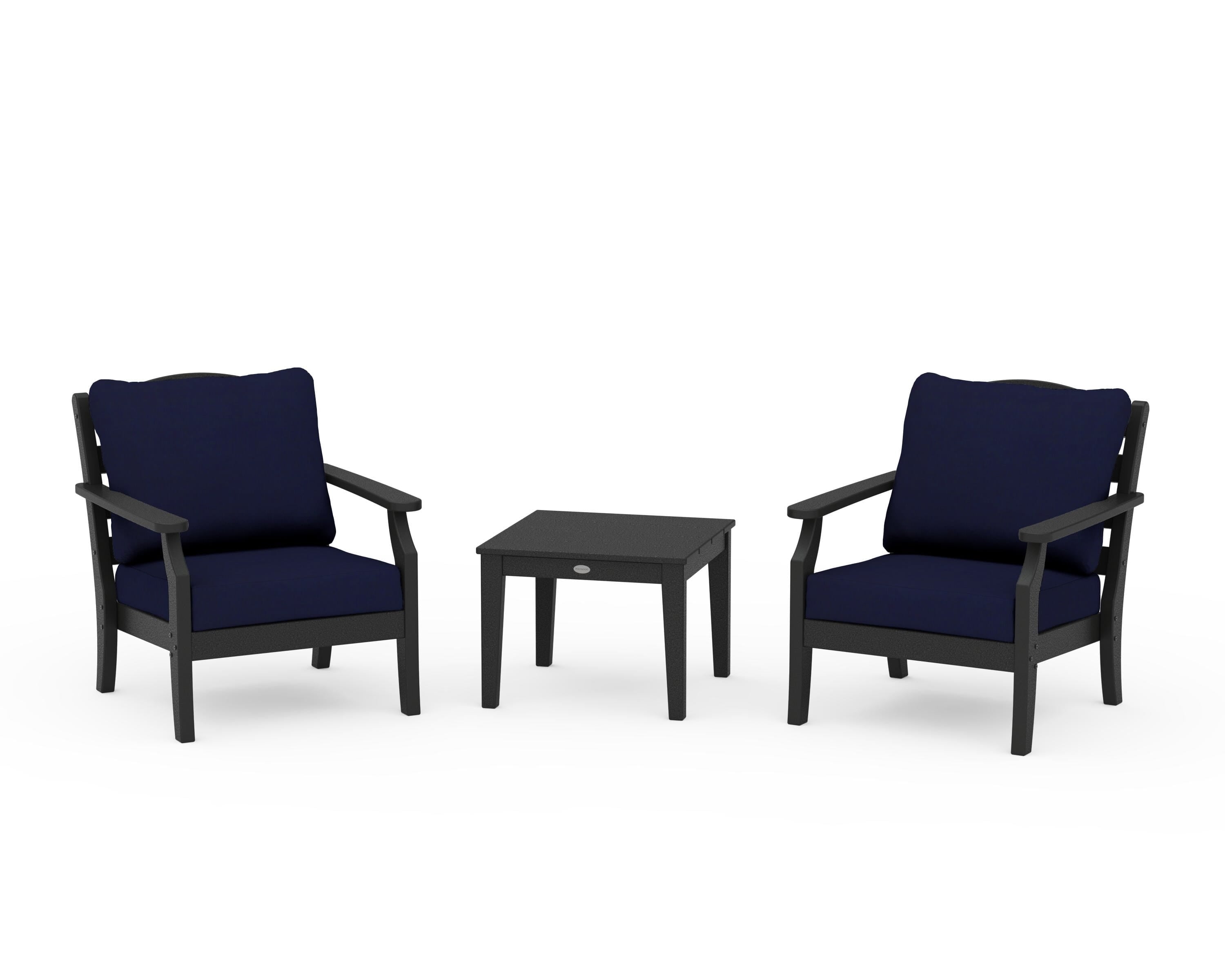 Draper James™ by POLYWOOD® Savannah 3-Piece Deep Seating Set in Black / Navy