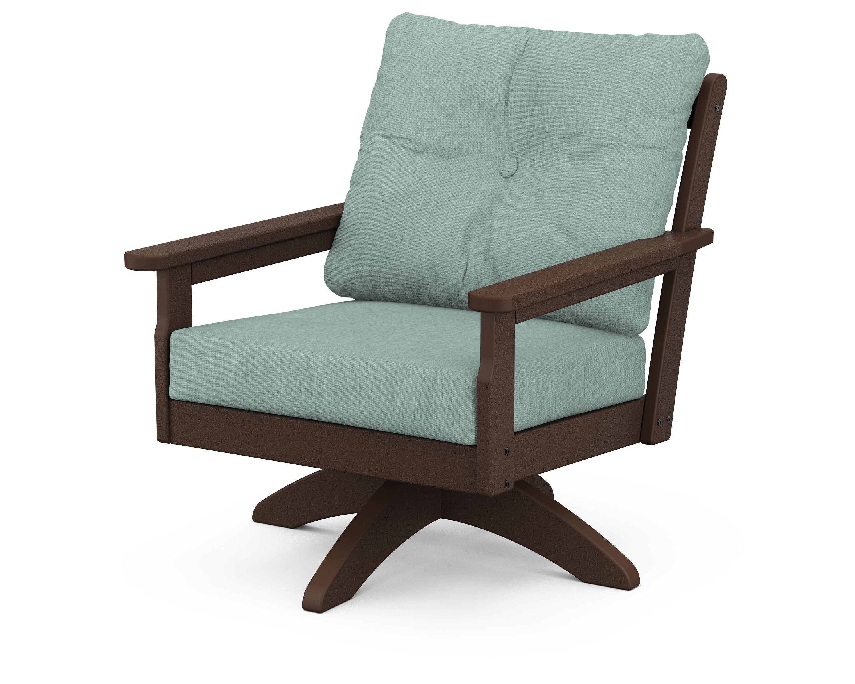 POLYWOOD® Vineyard Deep Seating Swivel Chair in Mahogany / Glacier Spa