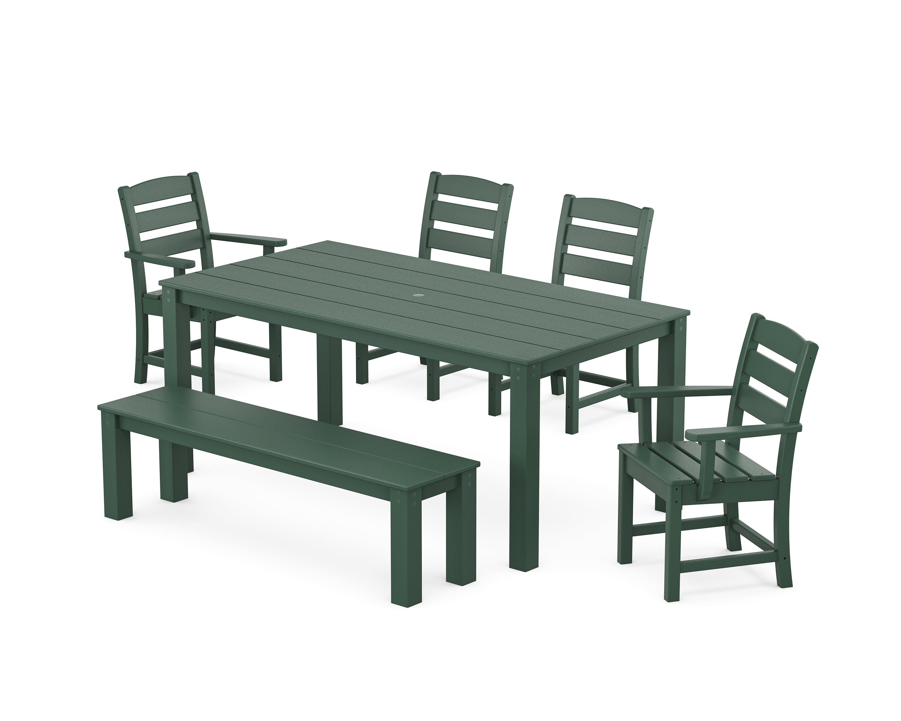 POLYWOOD® Lakeside 6-Piece Parsons Dining Set with Bench in Green